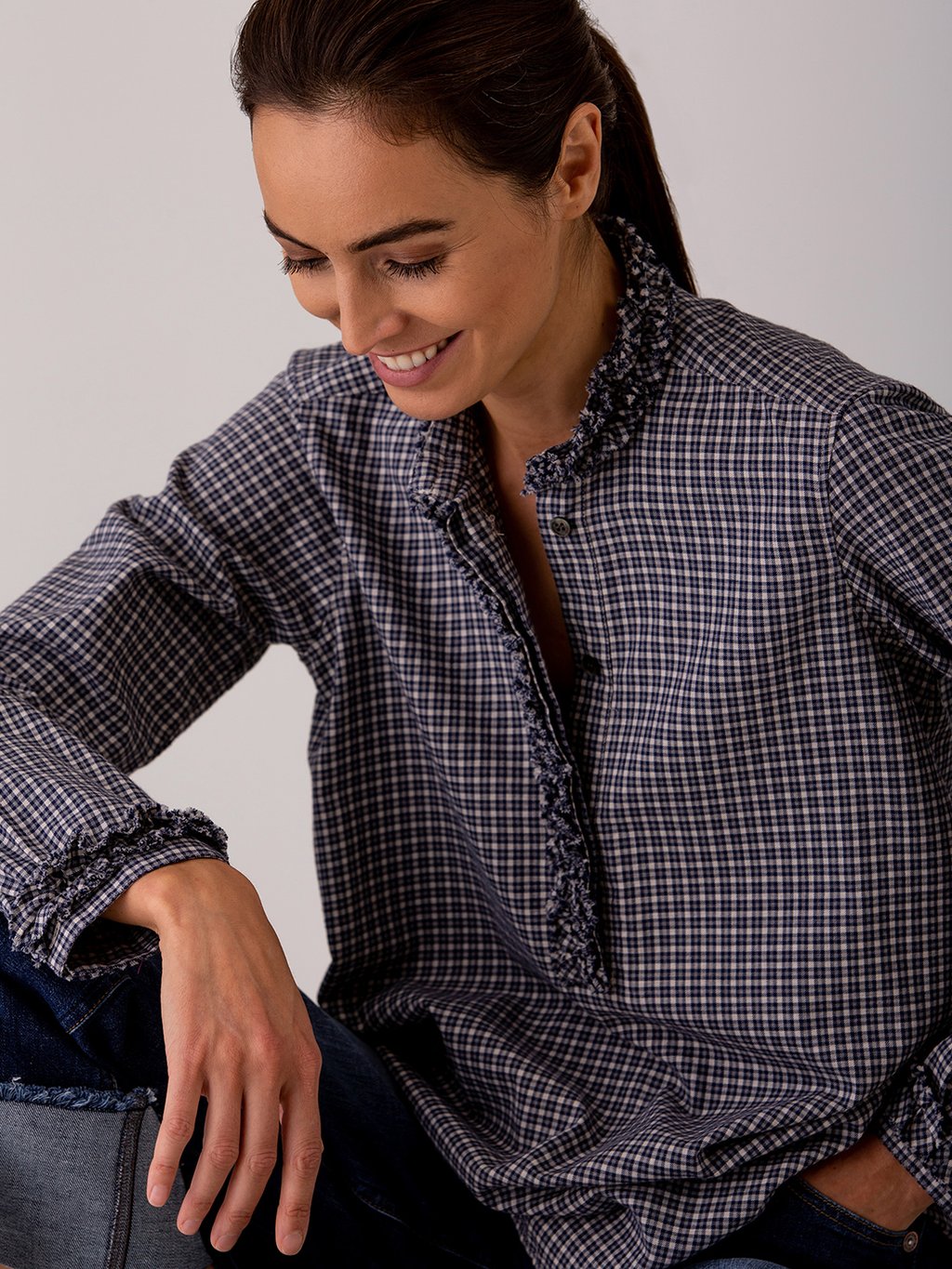 Detailansicht von Flanellbluse aus Baumwolle von AGLINI