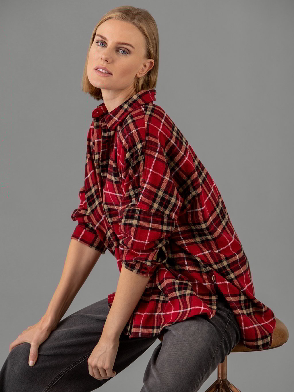 Detailansicht von Flanellbluse aus Baumwolle von HERRLICHER