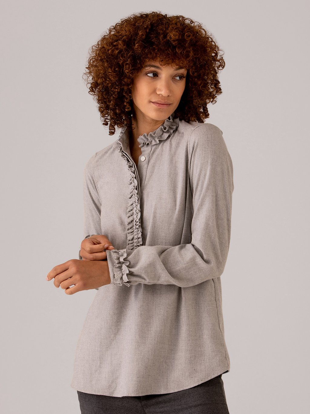 Detailansicht von Flanellbluse aus Baumwolle von AGLINI