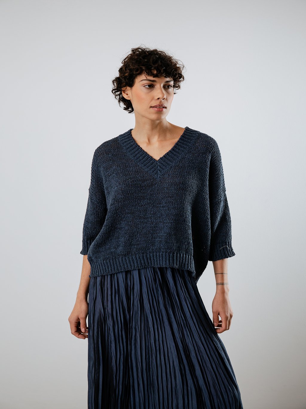 Detailansicht von Kurzarm-Pullover aus Baumwolle von ROBERTO COLLINA