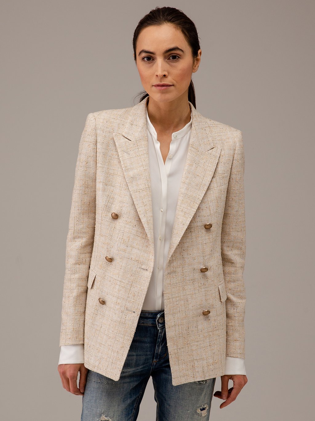 Detailansicht von Bouclé-Blazer von TAGLIATORE