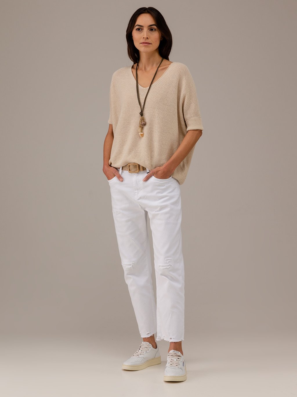 Detailansicht von Kurzarm-Pullover aus Leinen von DANIELS