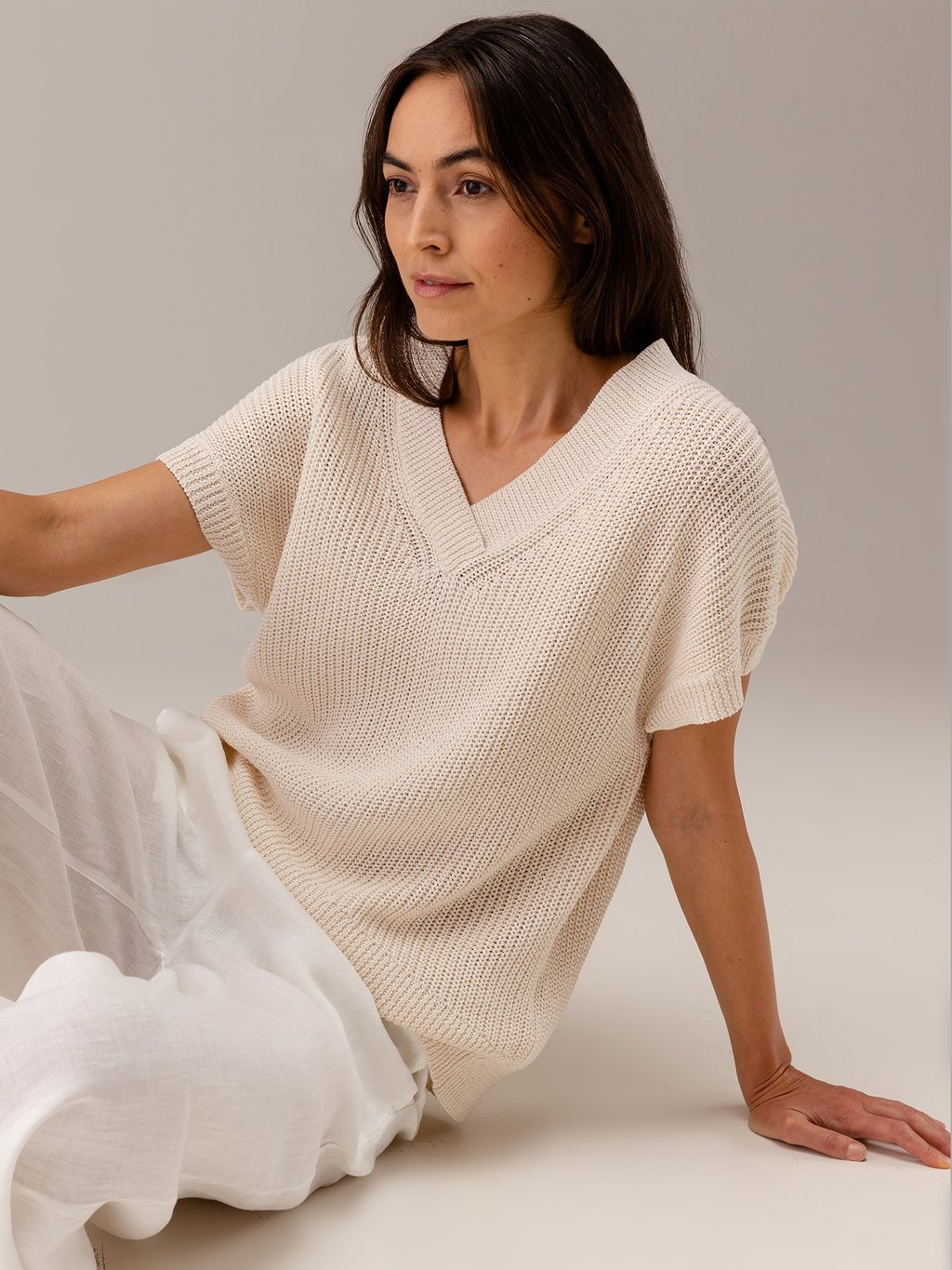 Detailansicht von Kurzarm-Pullover aus Baumwolle von DANIELS