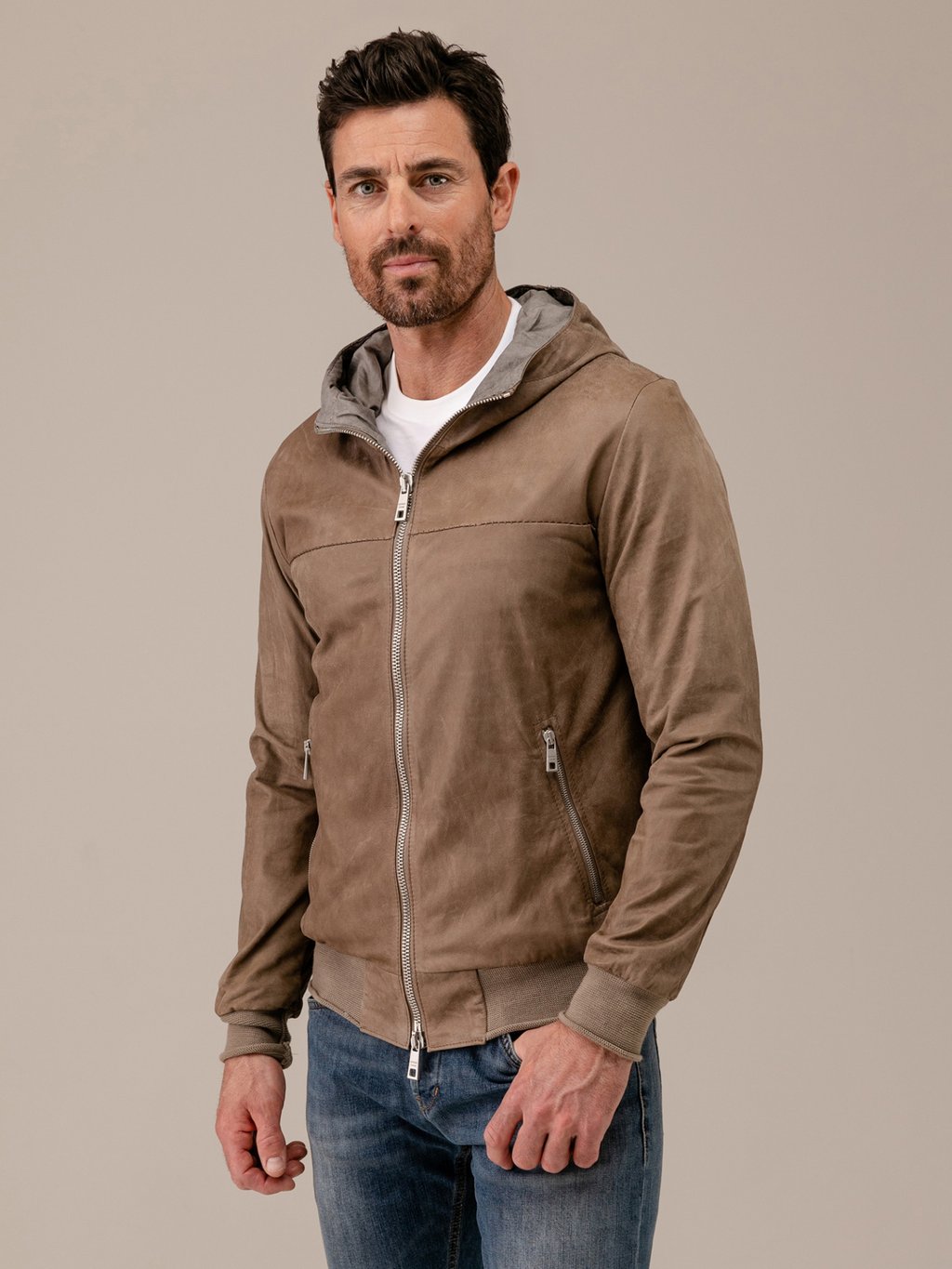 Detailansicht von Lederjacke von GIORGIO BRATO