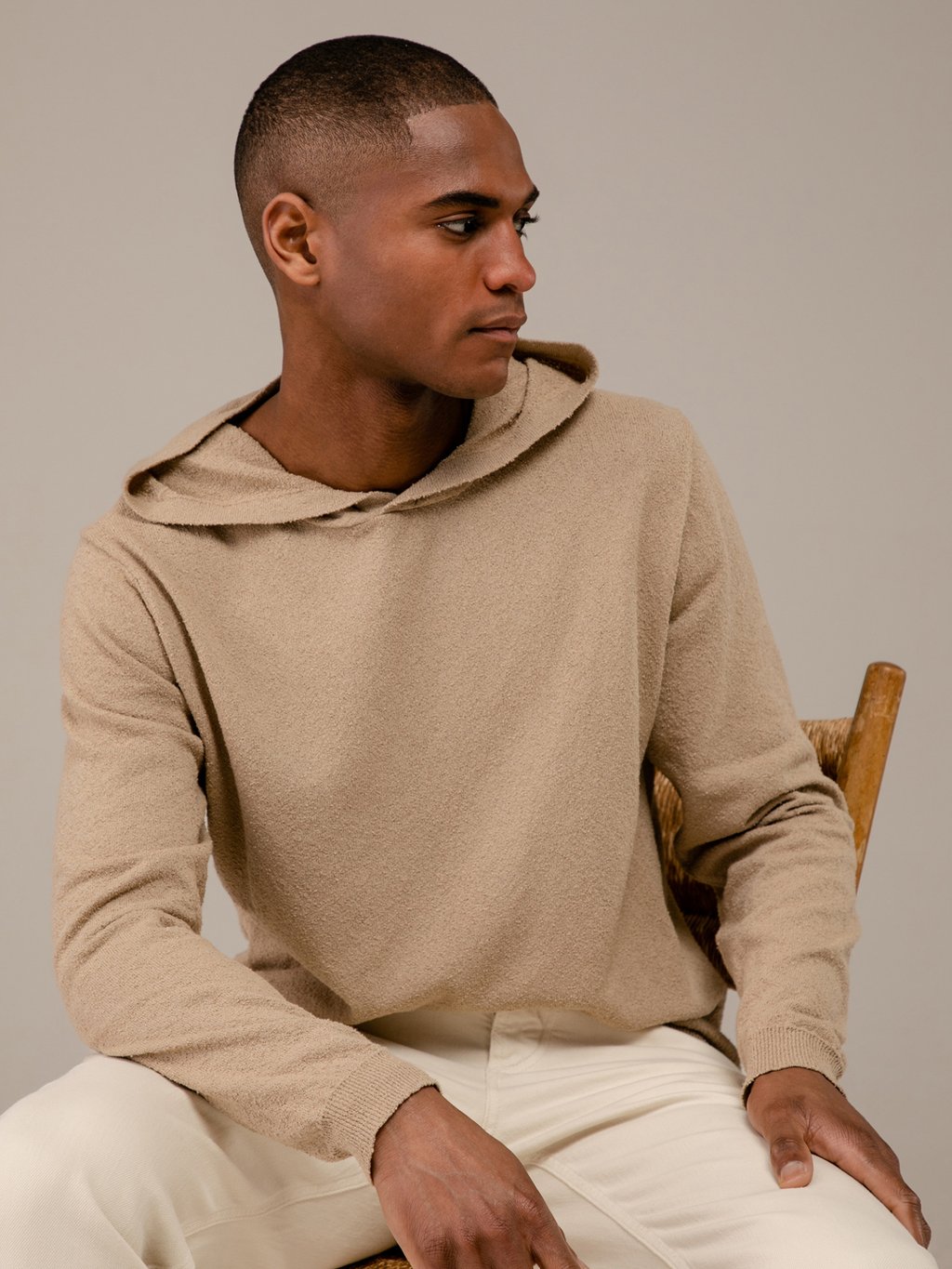 Detailansicht von Hoodie in Frotteeoptik von DANIELE FIESOLI