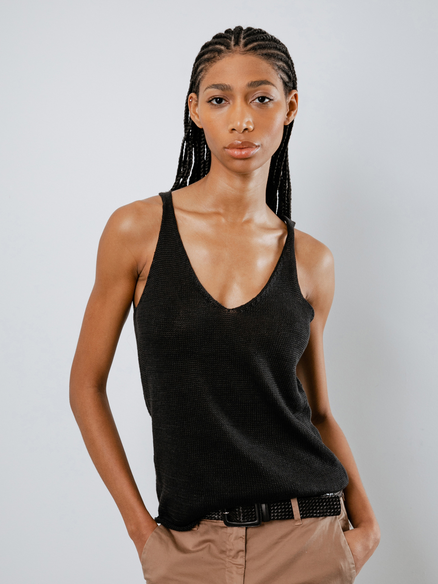 Detailansicht von Stricktop aus Leinen von DANIELS