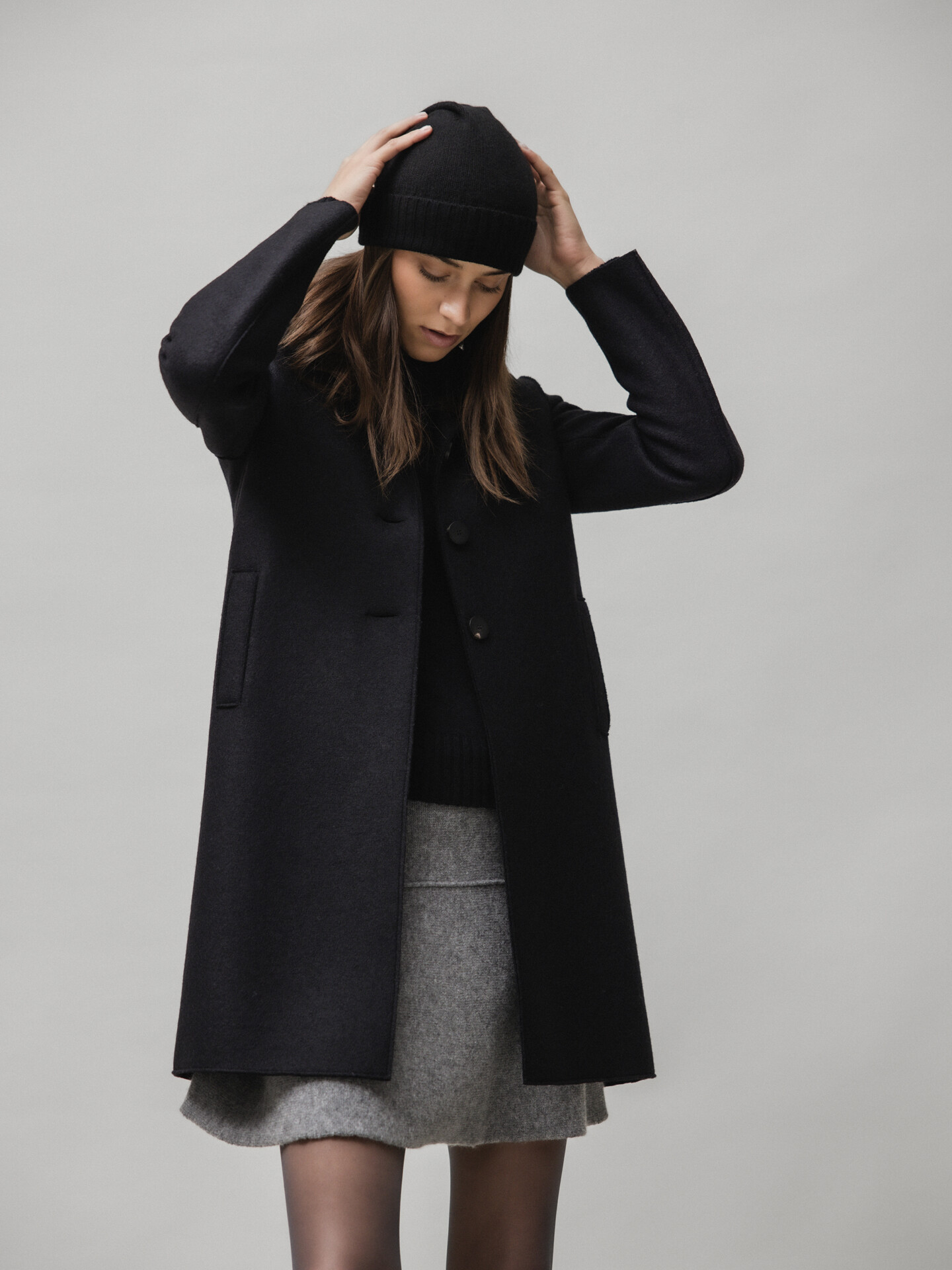 Detailansicht von Schurwollmantel von HARRIS WHARF LONDON