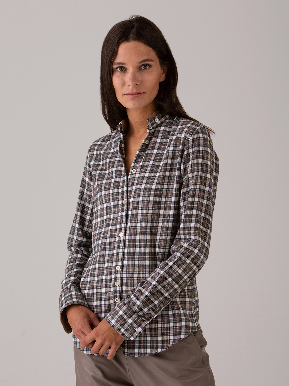 Detailansicht von Flanellbluse aus Baumwolle von AGLINI