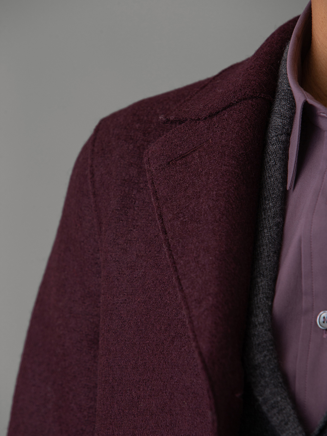Detailansicht von Schurwollmantel von HARRIS WHARF LONDON