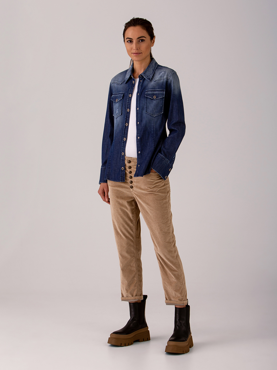 Detailansicht von Jeanshemd aus Baumwolle von DONDUP