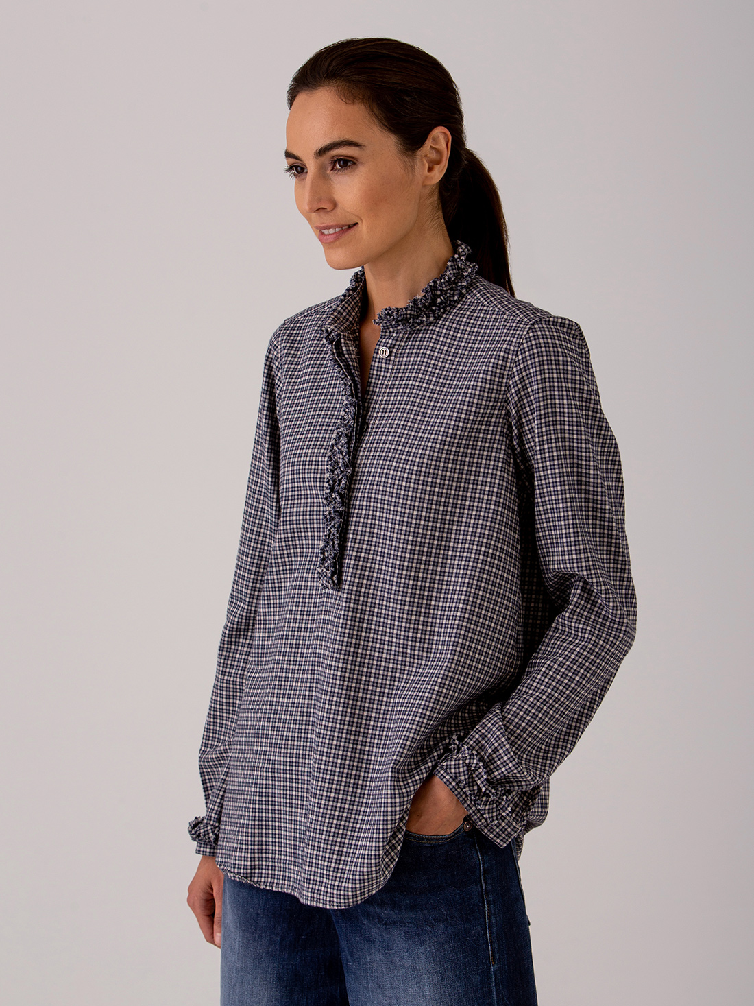 Detailansicht von Flanellbluse aus Baumwolle von AGLINI