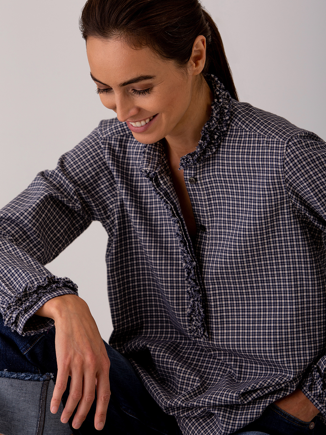 Detailansicht von Flanellbluse aus Baumwolle von AGLINI