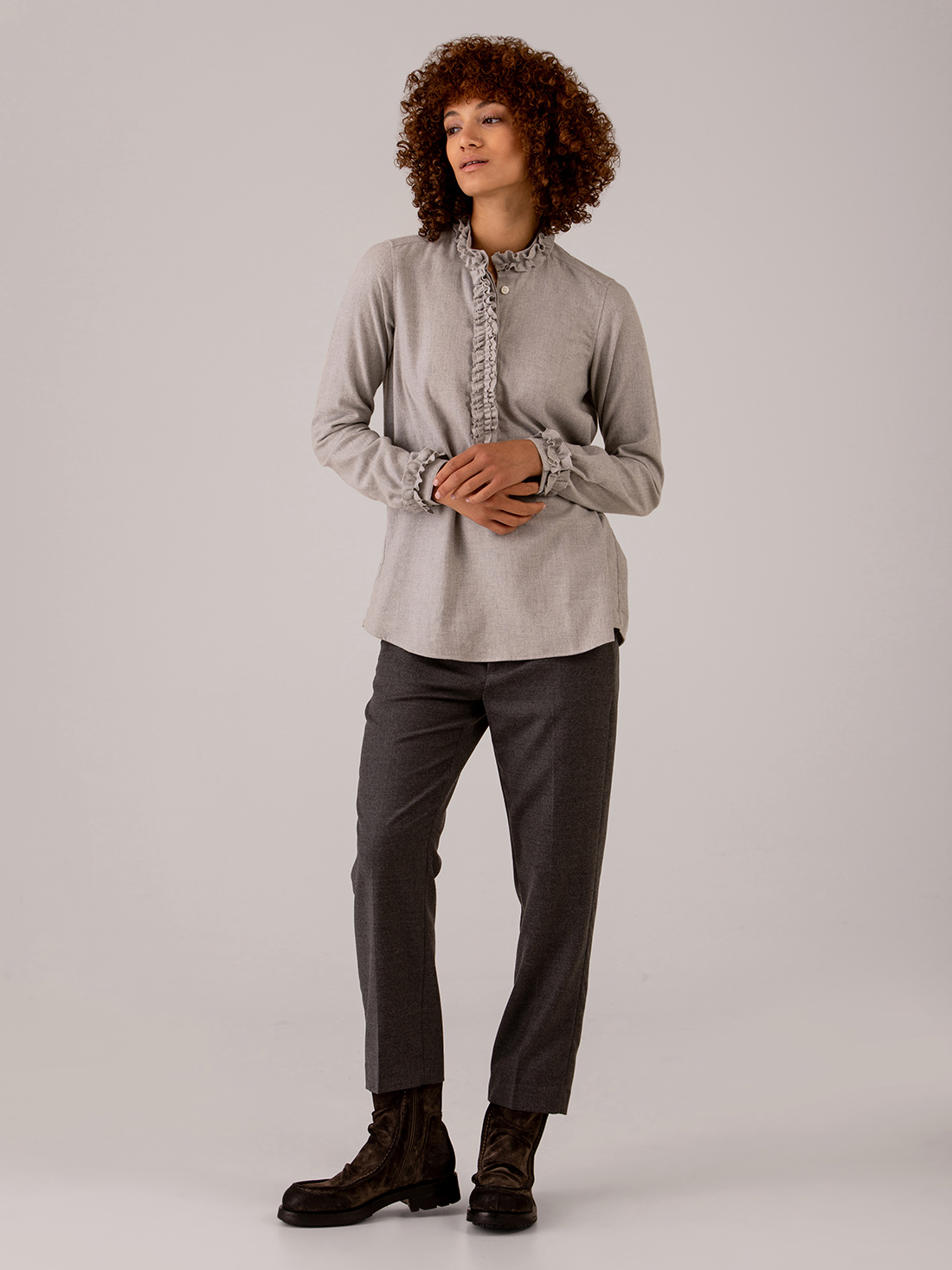 Detailansicht von Flanellbluse aus Baumwolle von AGLINI