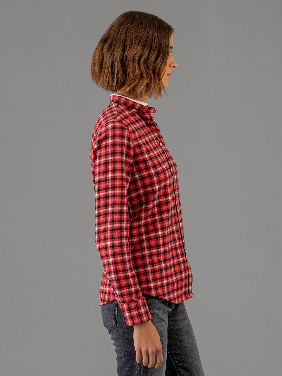 Detailansicht von Karierte Flanellbluse aus Baumwolle von AGLINI