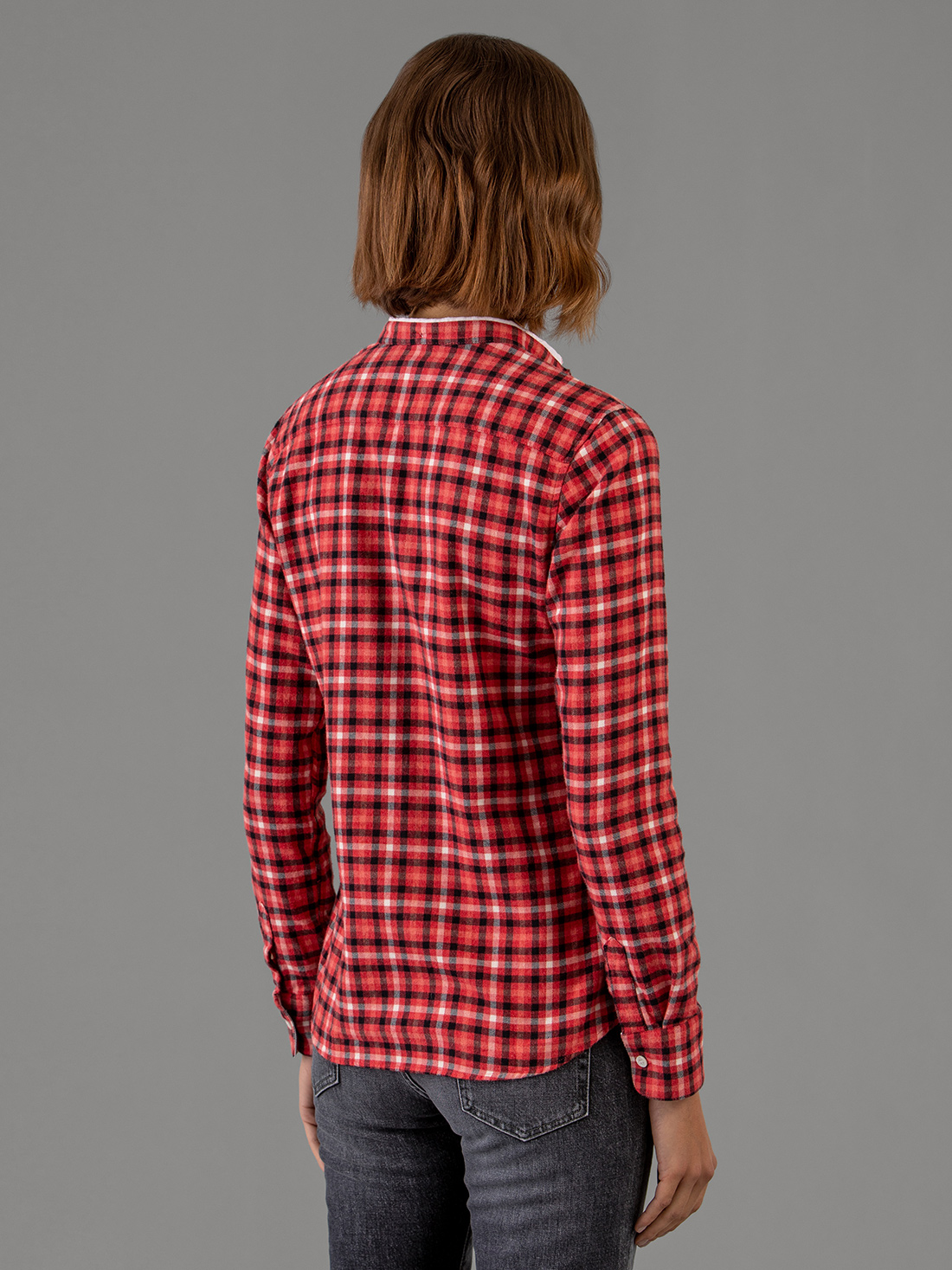 Detailansicht von Karierte Flanellbluse aus Baumwolle von AGLINI