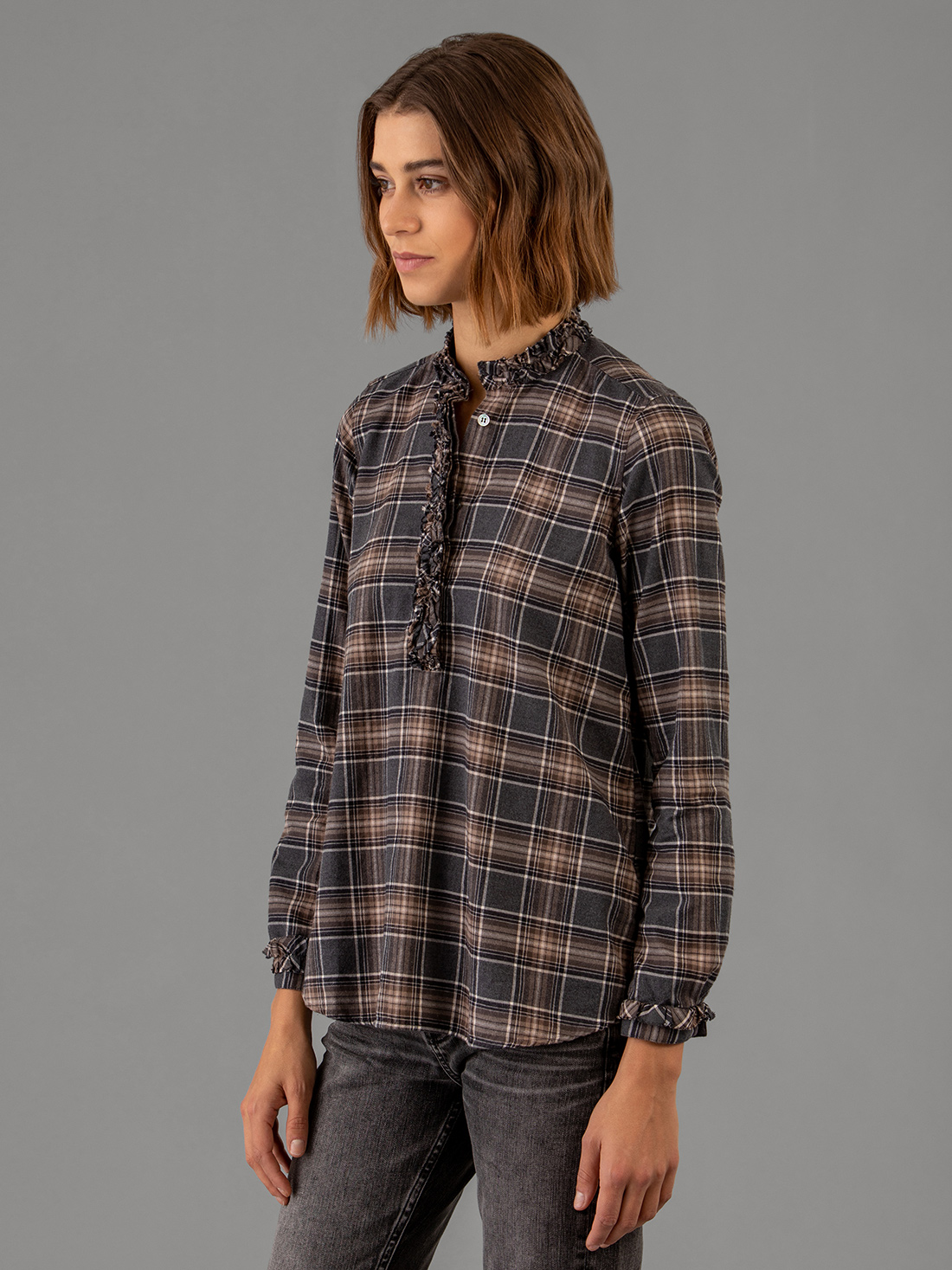 Detailansicht von Flanellbluse aus Baumwolle von AGLINI