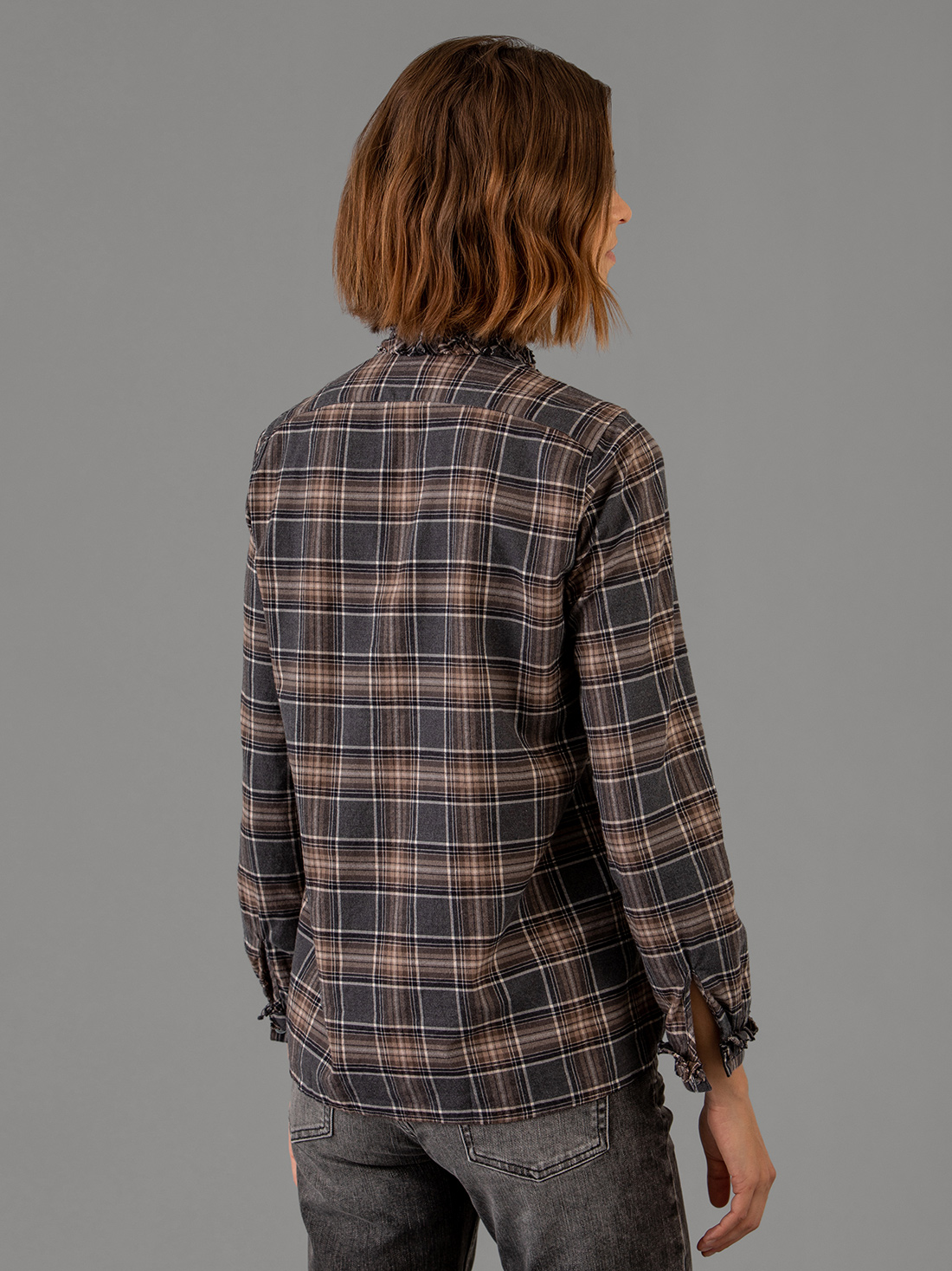 Detailansicht von Flanellbluse aus Baumwolle von AGLINI