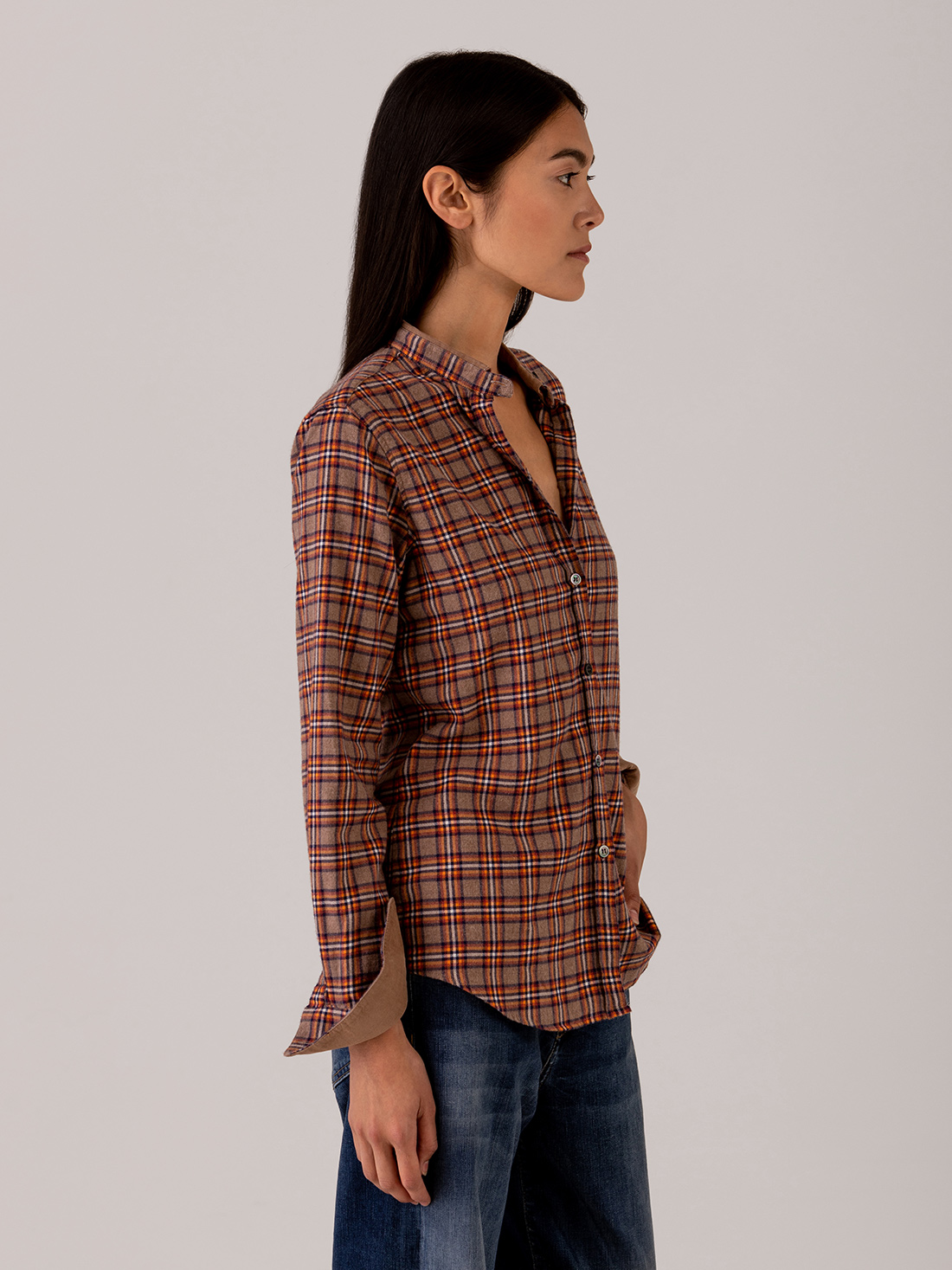 Detailansicht von Flanellbluse aus Baumwolle von AGLINI