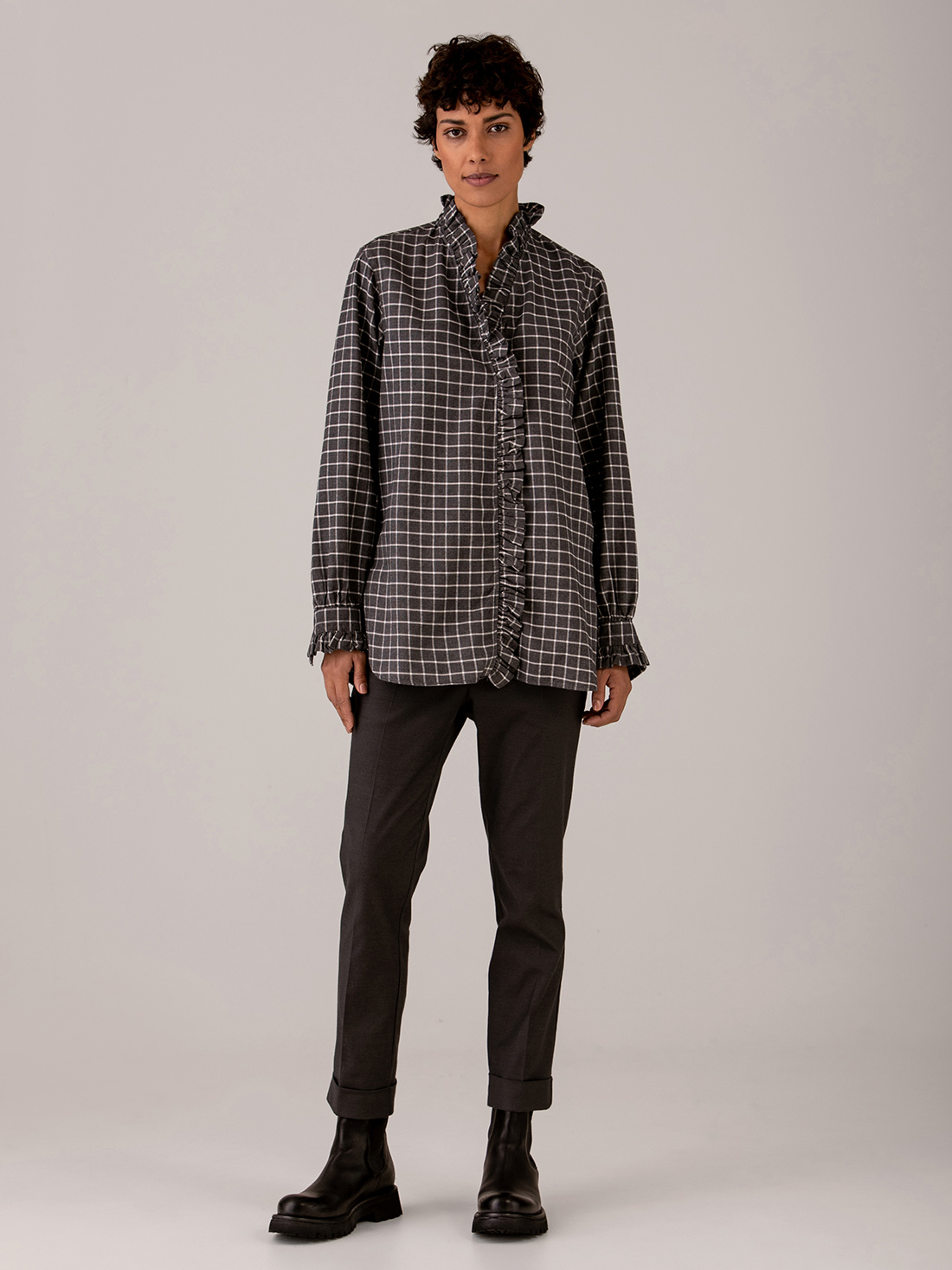 Detailansicht von Karrierte Baumwollbluse von FIL NOIR