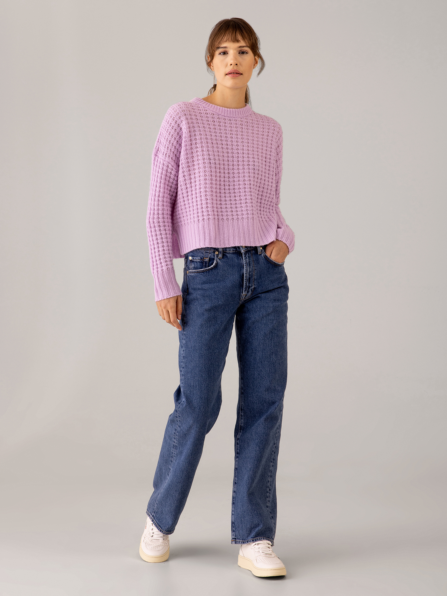 Detailansicht von Pullover mit Lochstrick von 360 CASHMERE