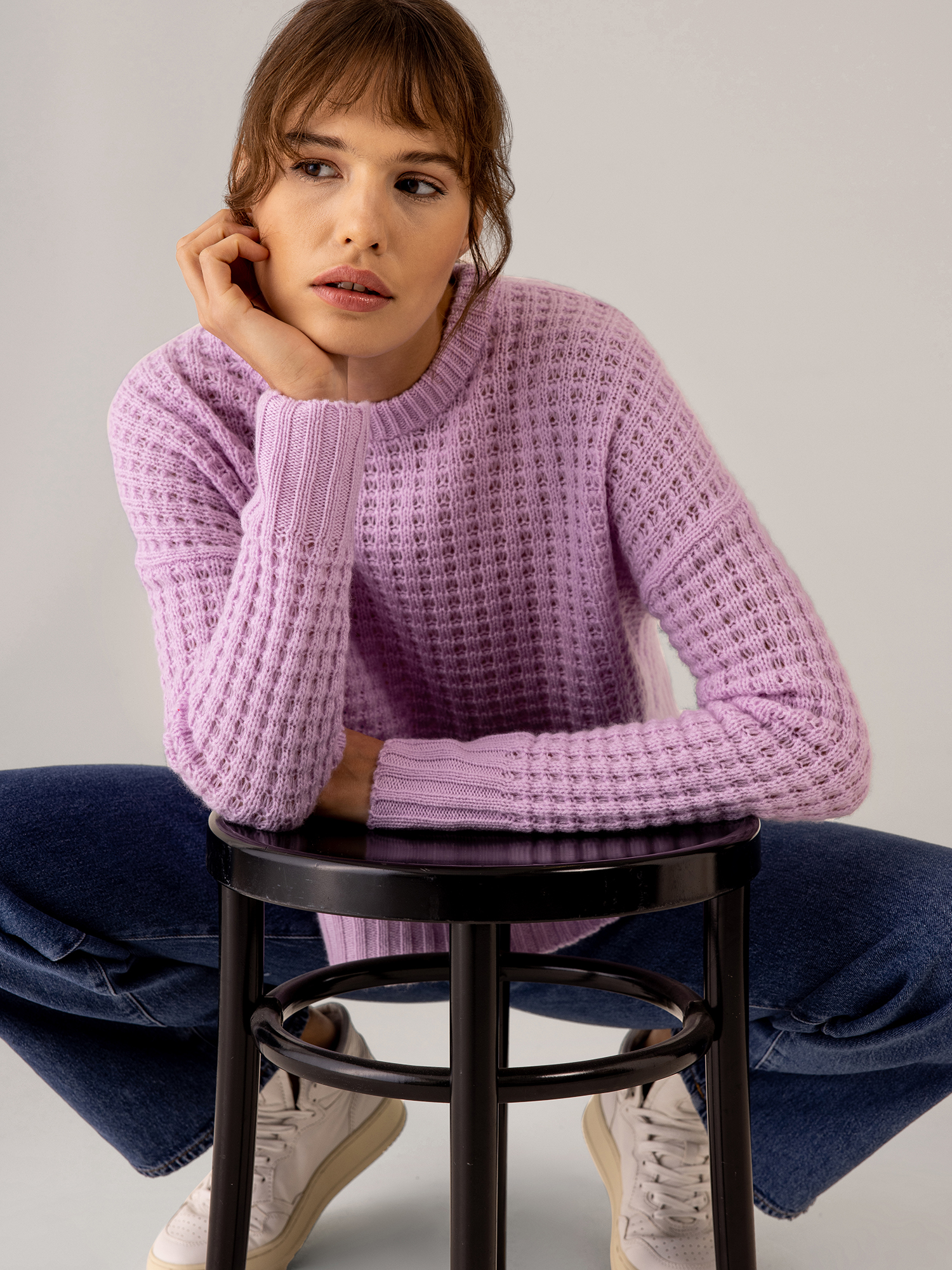 Detailansicht von Pullover mit Lochstrick von 360 CASHMERE