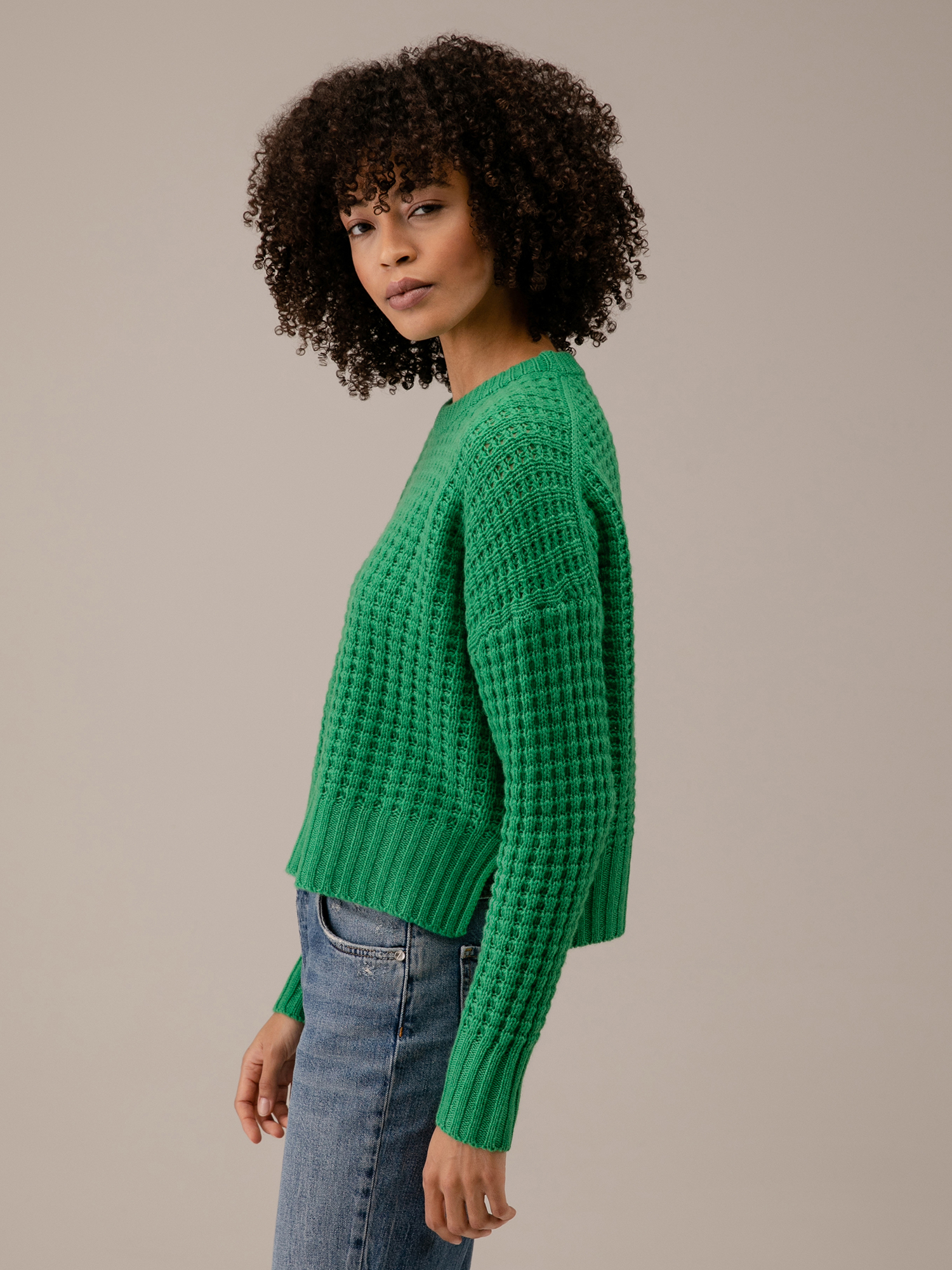 Detailansicht von Pullover mit Lochstrick von 360 Cashmere