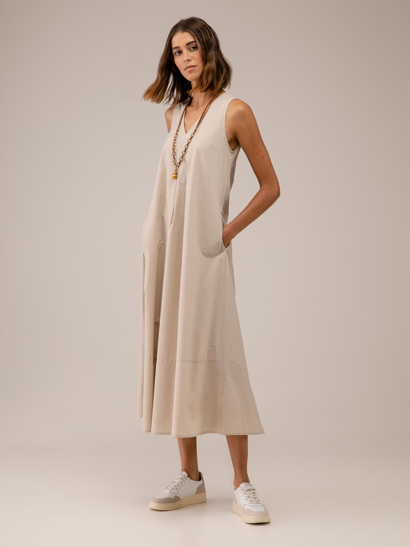 Detailansicht von Maxi-Kleid aus Baumwolle von ROBERTO COLLINA