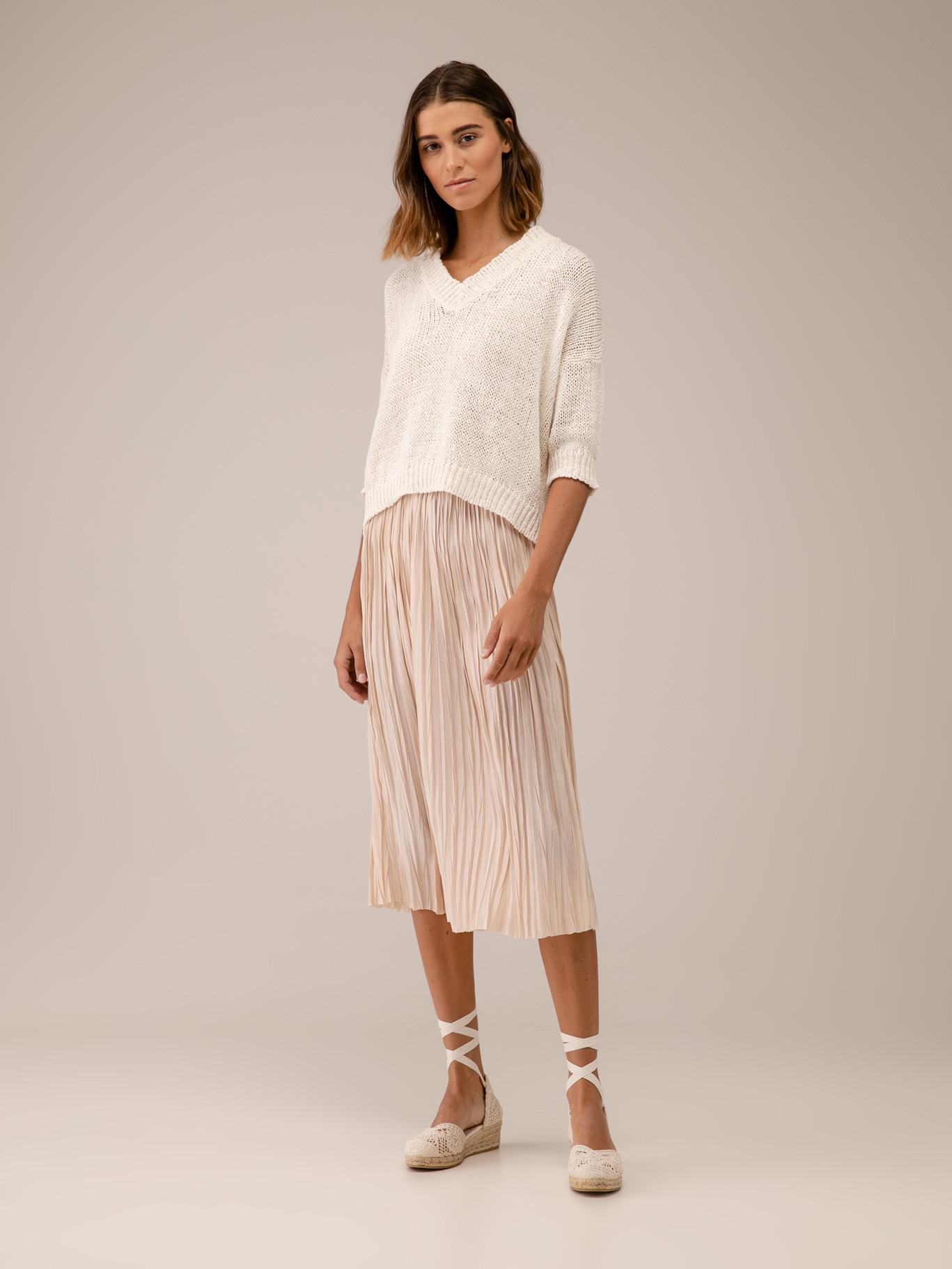 Detailansicht von Kurzarm-Pullover aus Baumwolle von ROBERTO COLLINA