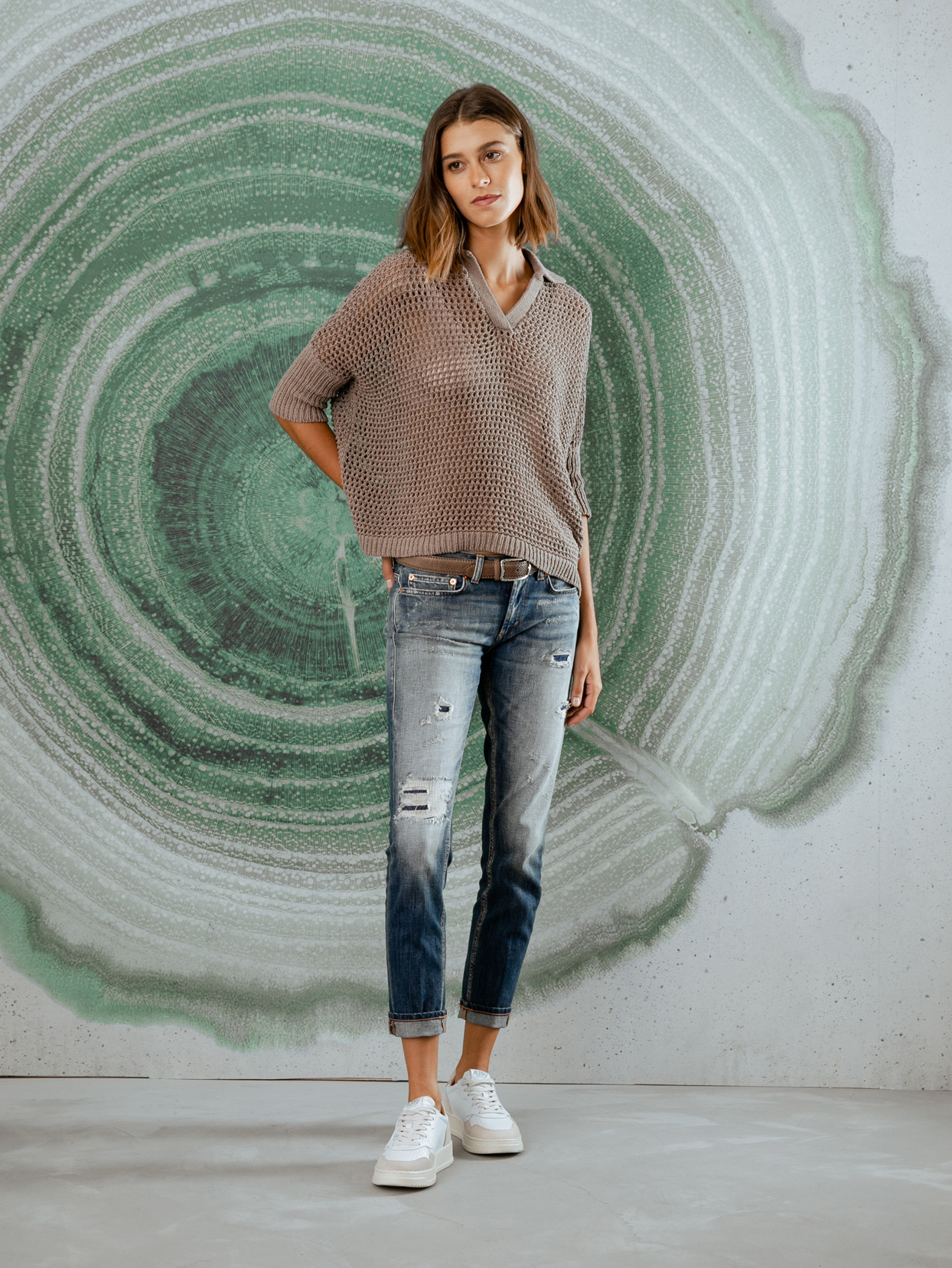 Detailansicht von Kurzarm-Pullover mit Lochstrick von DANIELS