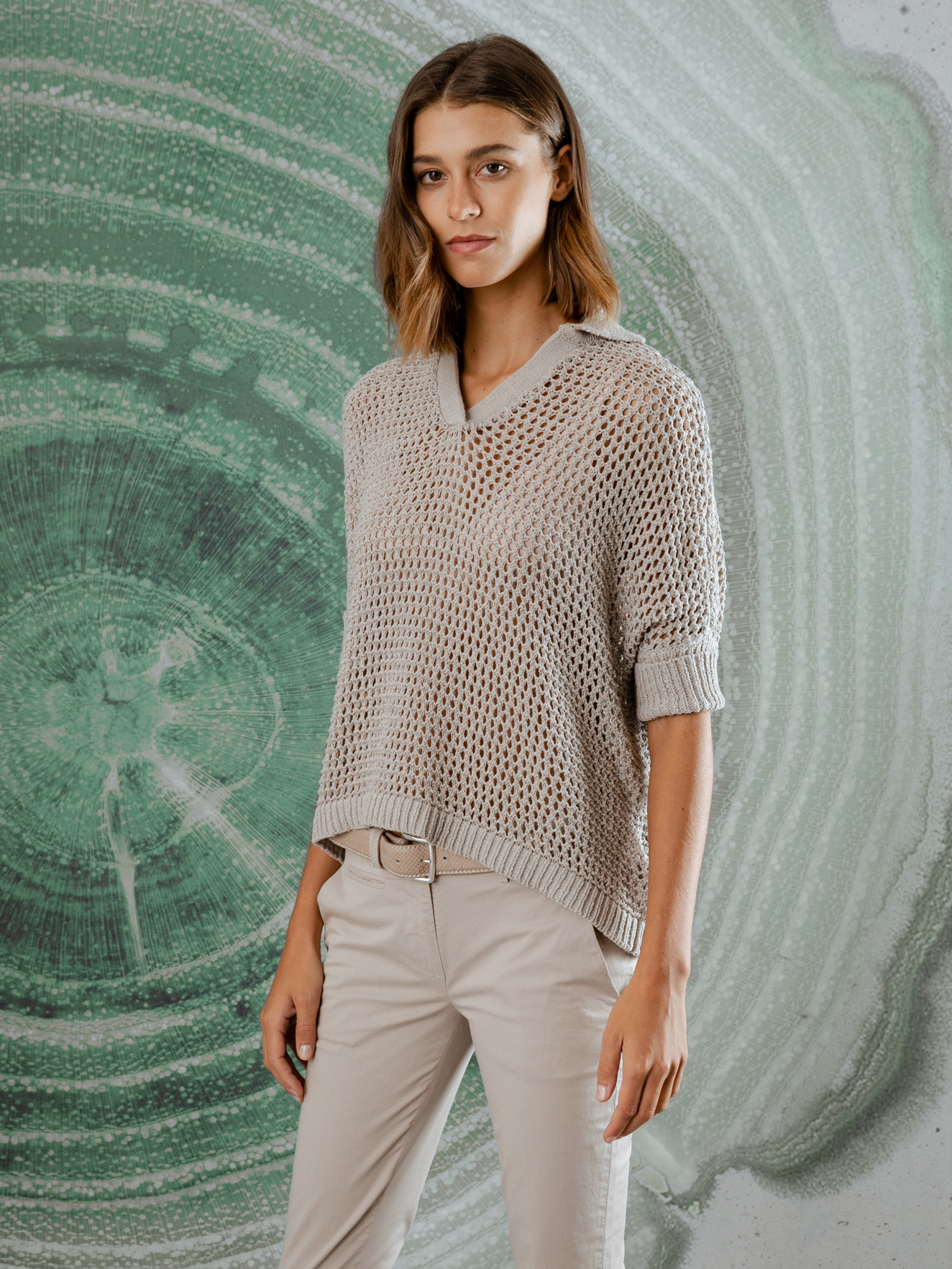 Detailansicht von Kurzarm-Pullover mit Lochstrick von DANIELS