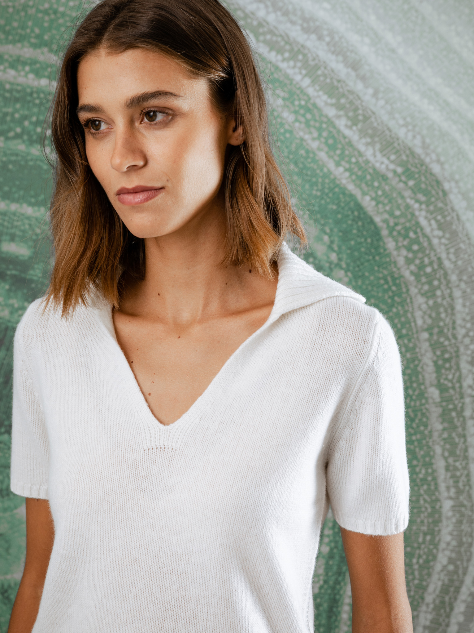 Detailansicht von Kurzarm-Pullover aus Schurwolle von ALLUDE