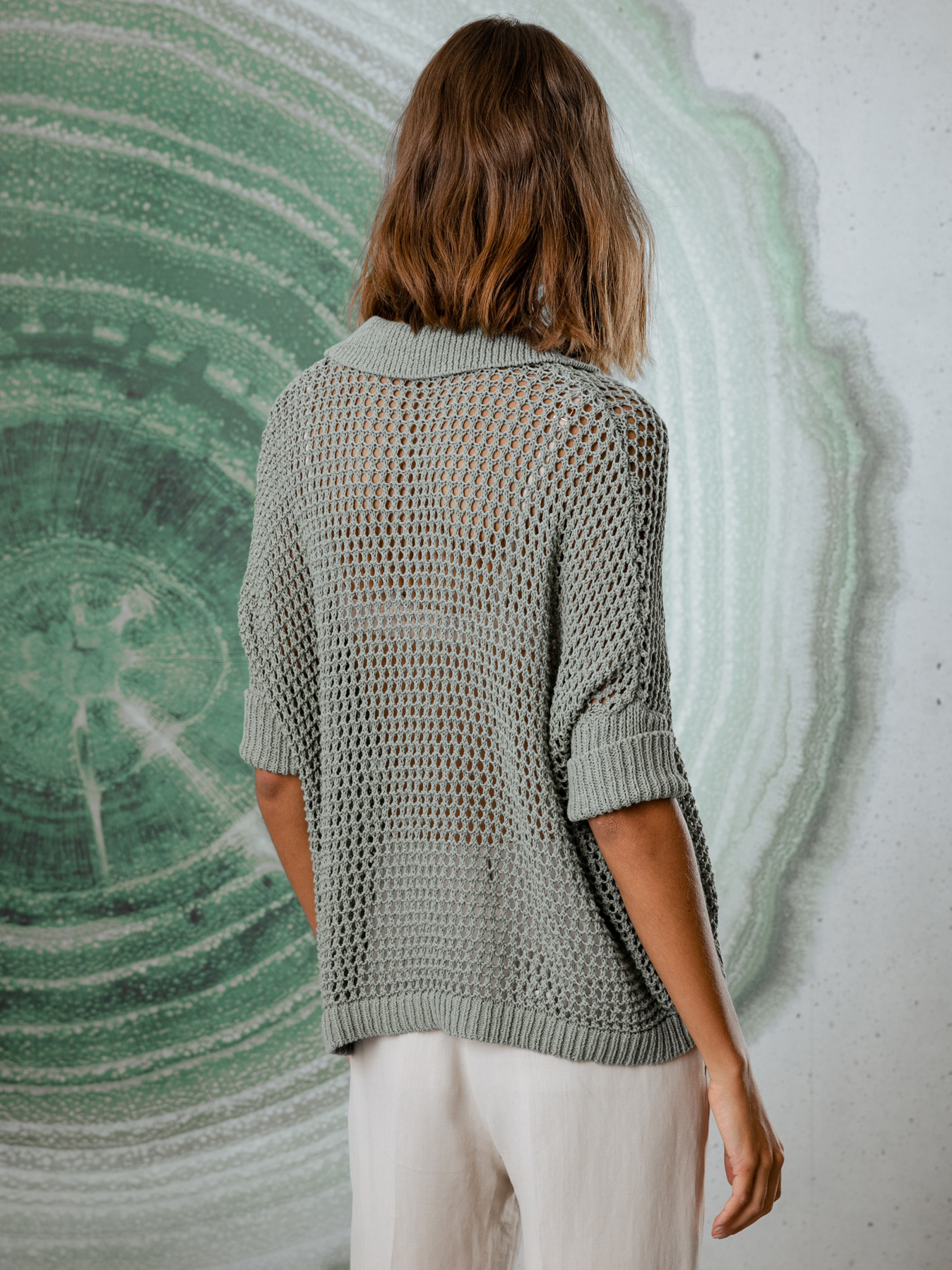 Detailansicht von Kurzarm-Pullover mit Lochstrick von DANIELS