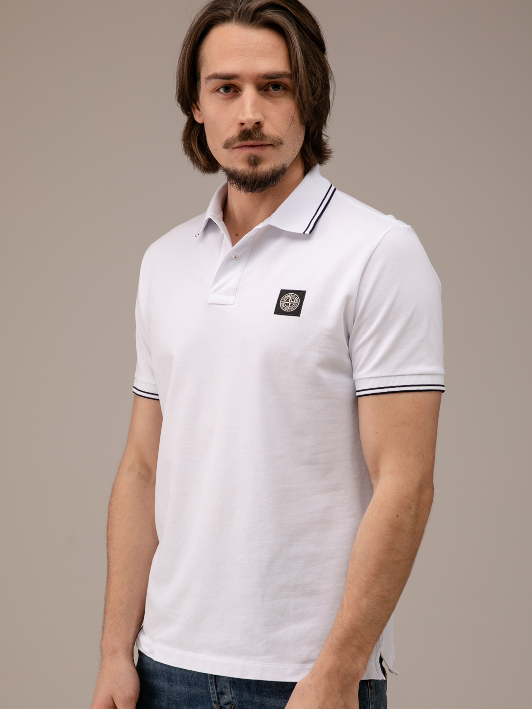 Detailansicht von Kurzarm-Poloshirt aus Baumwolle von STONE ISLAND