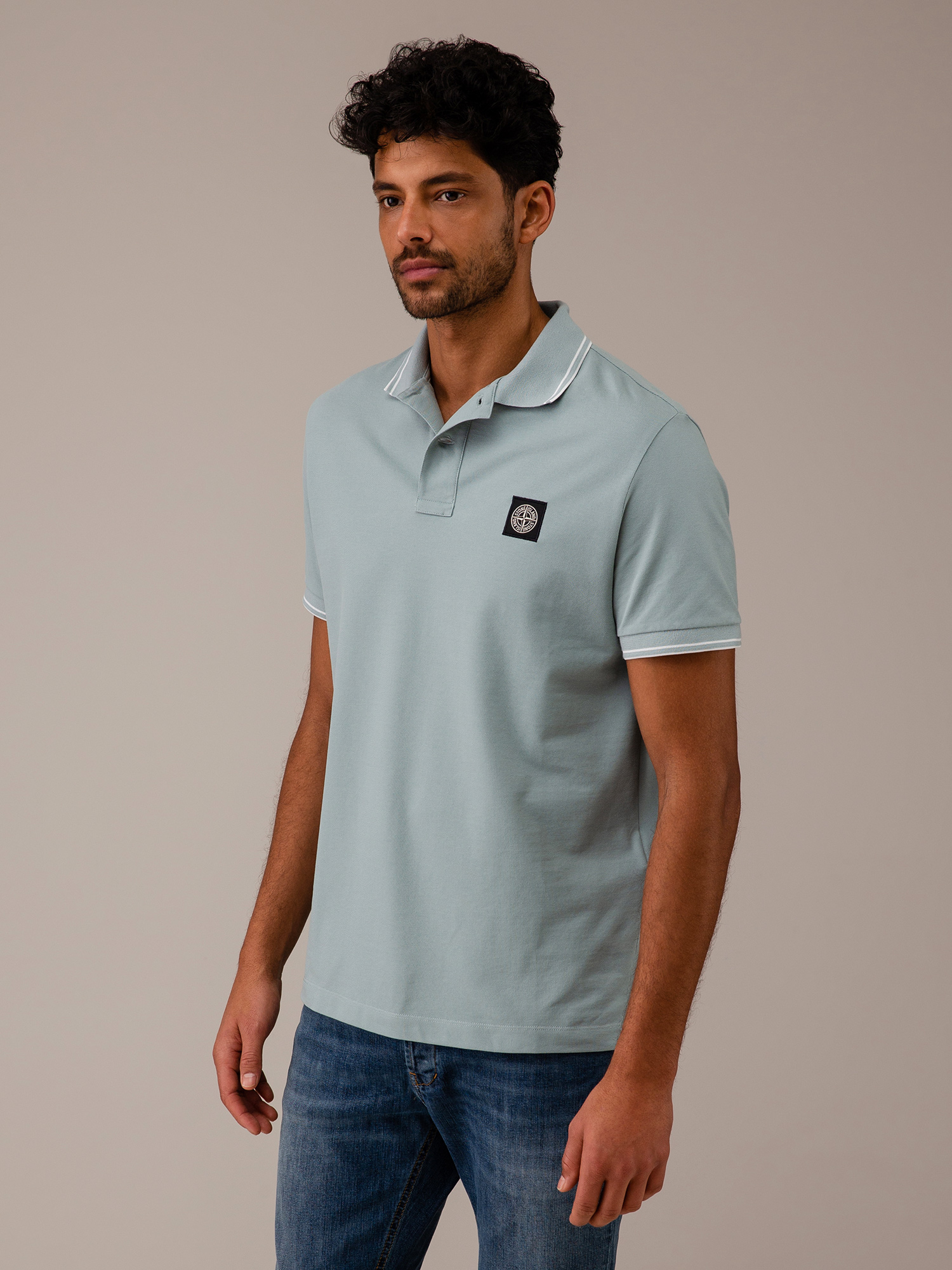 Detailansicht von Kurzarm-Poloshirt aus Baumwolle von STONE ISLAND