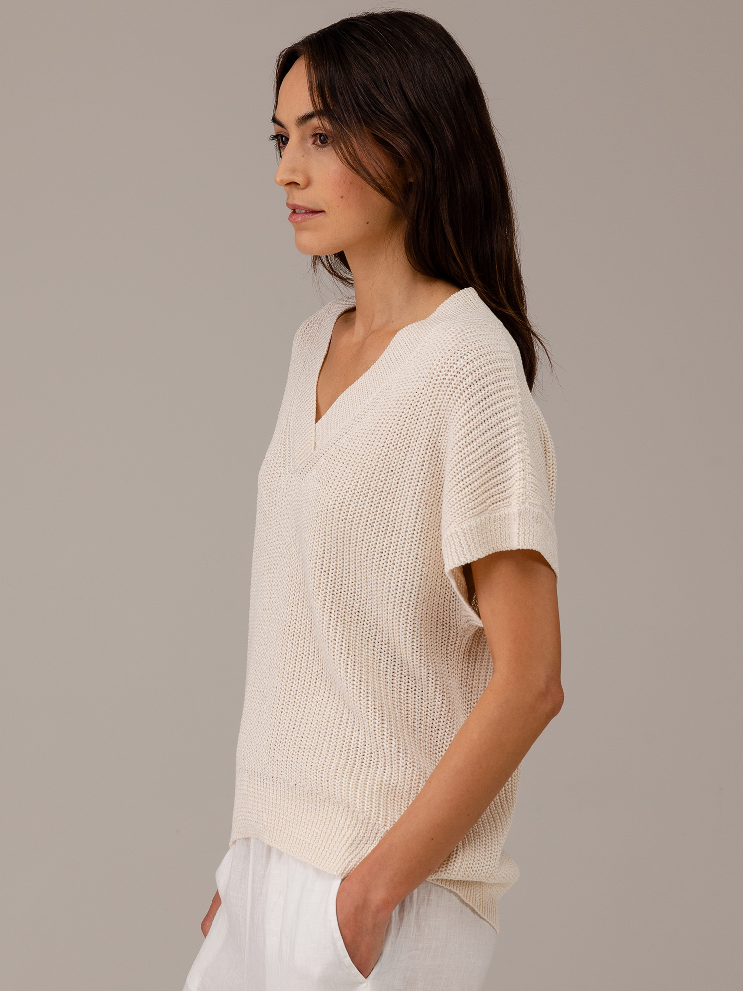 Detailansicht von Kurzarm-Pullover aus Baumwolle von DANIELS