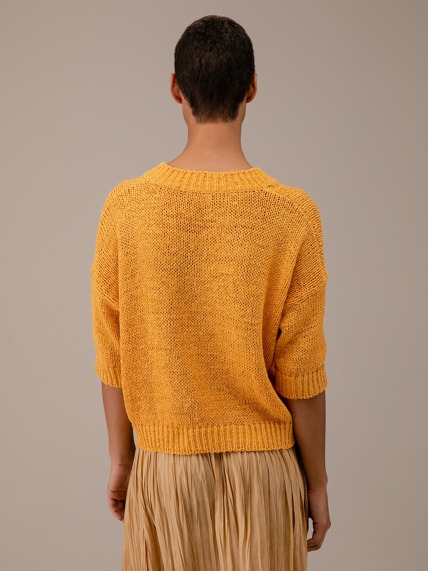 Detailansicht von Kurzarm-Pullover aus Baumwolle von ROBERTO COLLINA
