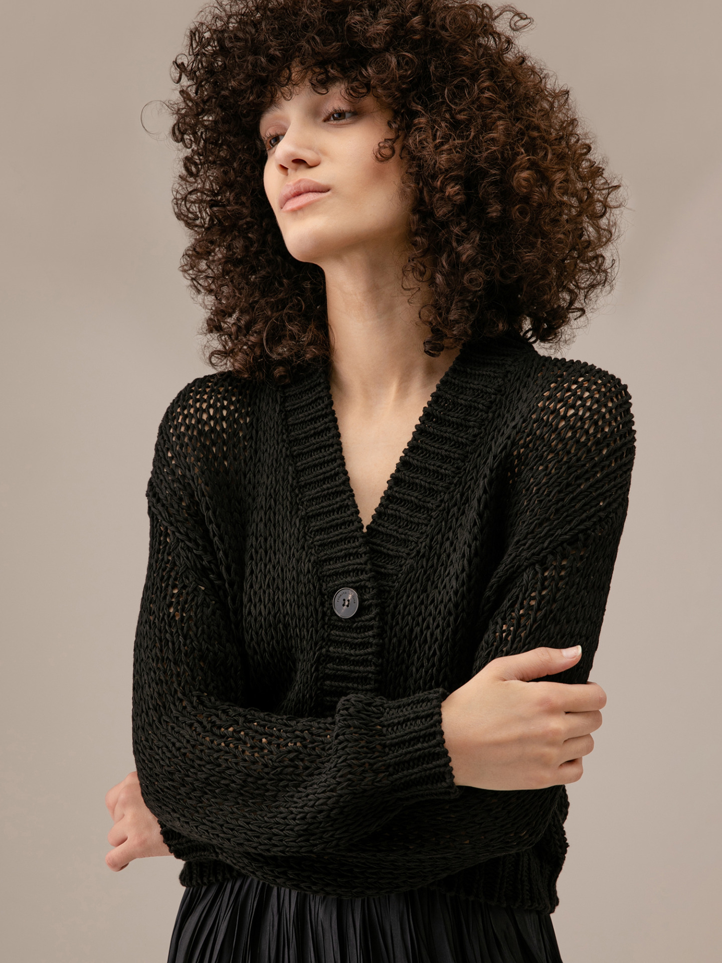 Detailansicht von Strickjacke aus Baumwolle von ROBERTO COLLINA