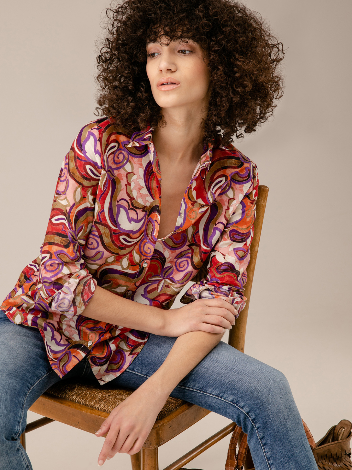 Detailansicht von Gemusterte Baumwollbluse von DANIELS