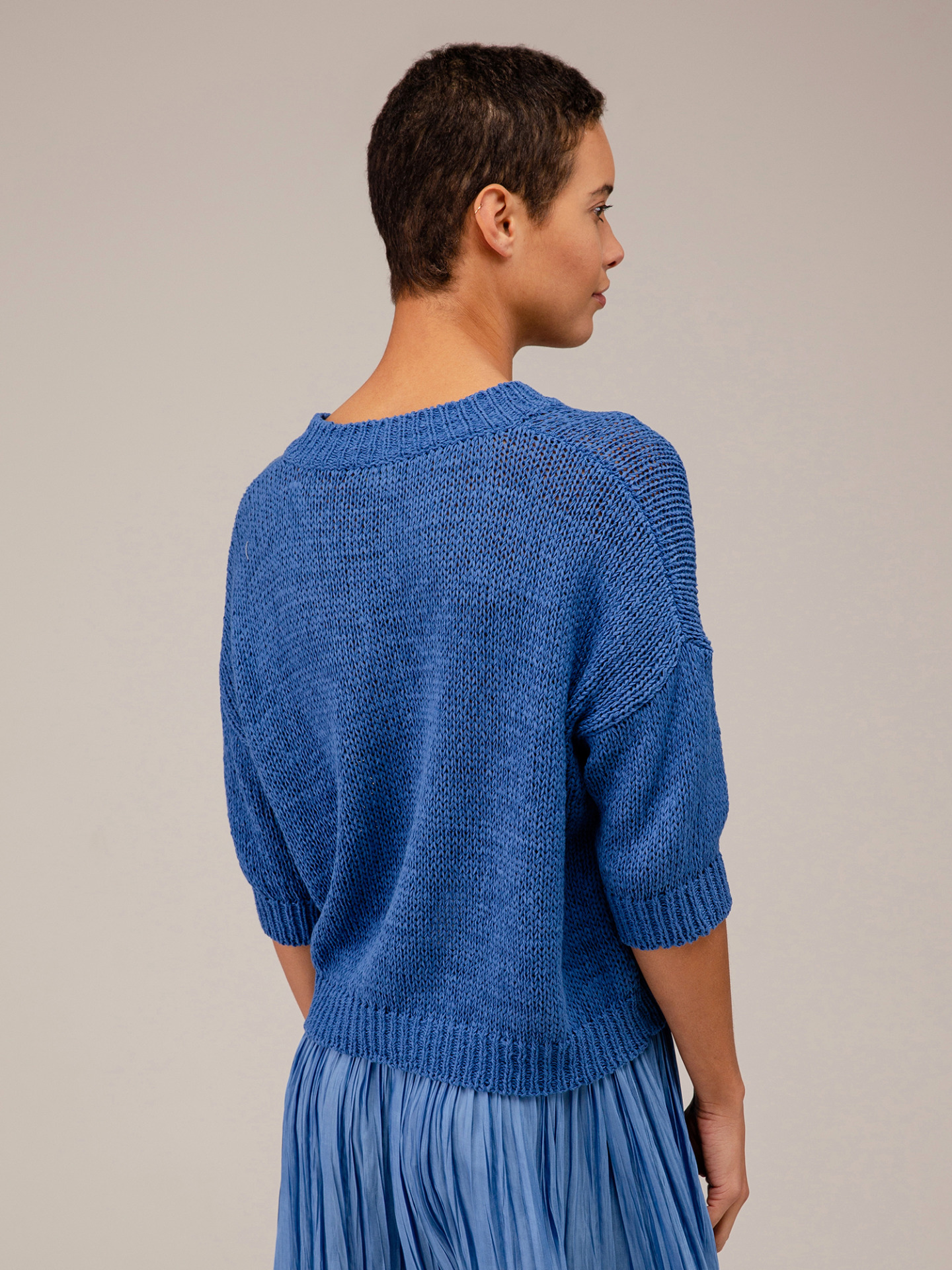 Detailansicht von Kurzarm-Pullover aus Baumwolle von ROBERTO COLLINA
