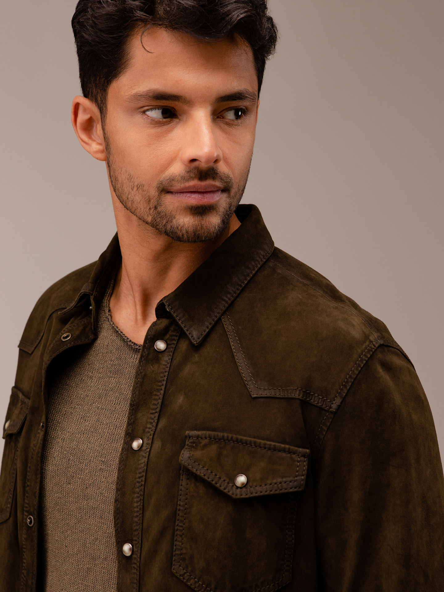 Detailansicht von Hemdjacke aus Leder von THE JACK LEATHERS