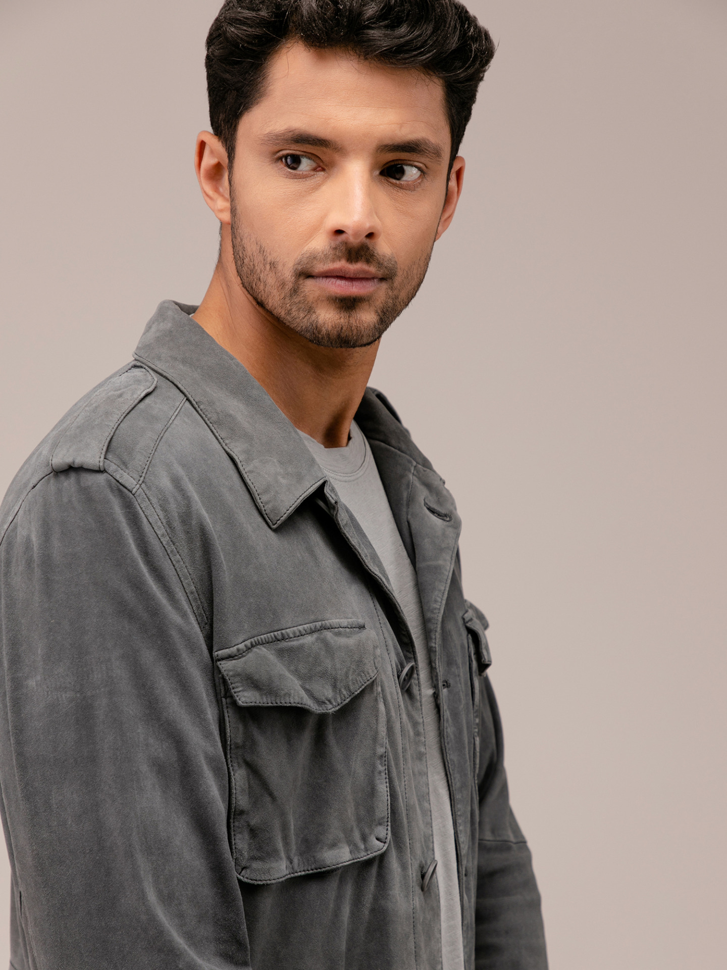 Detailansicht von Velourlederjacke von GMS-75