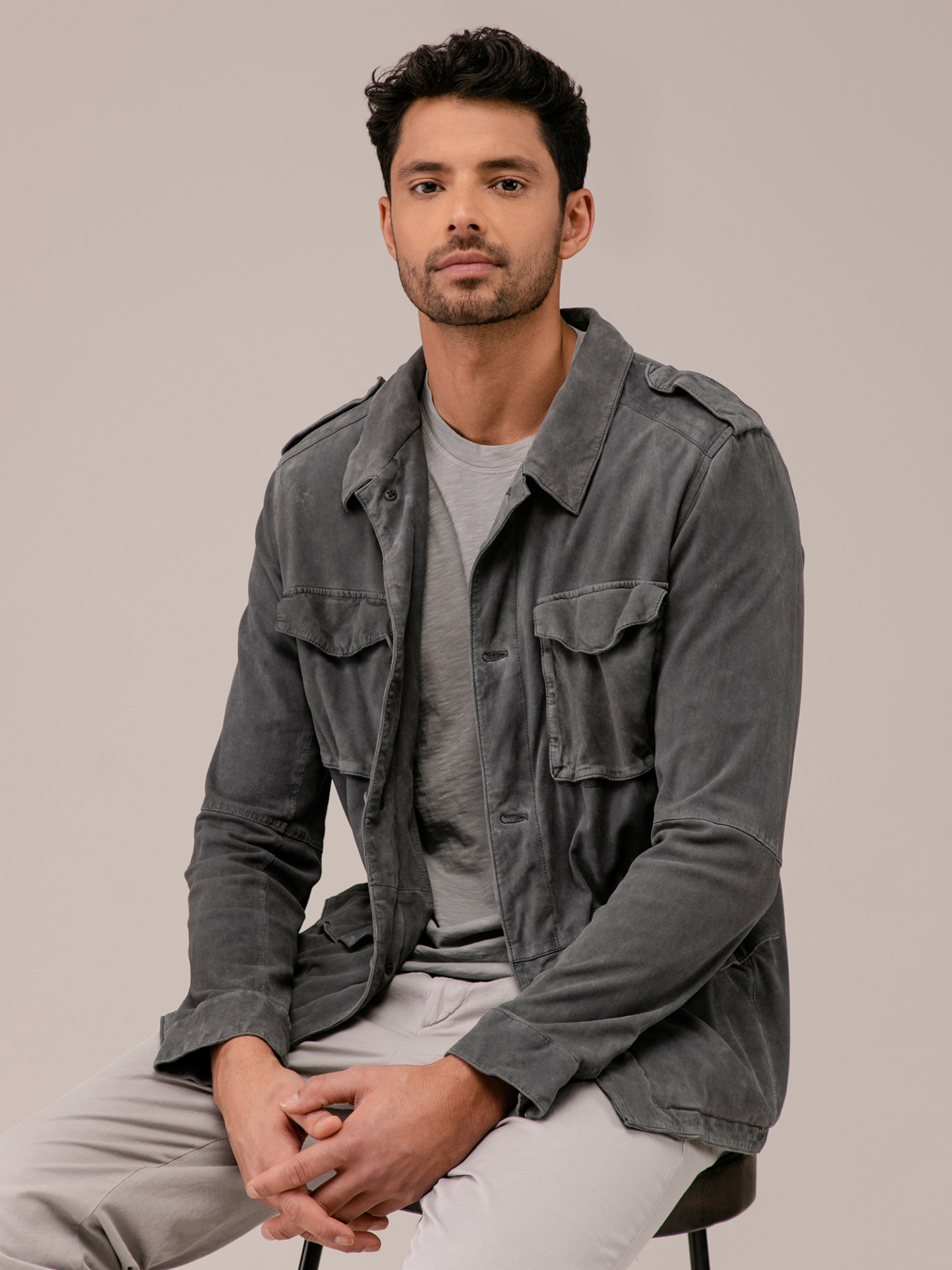 Detailansicht von Velourlederjacke von GMS-75