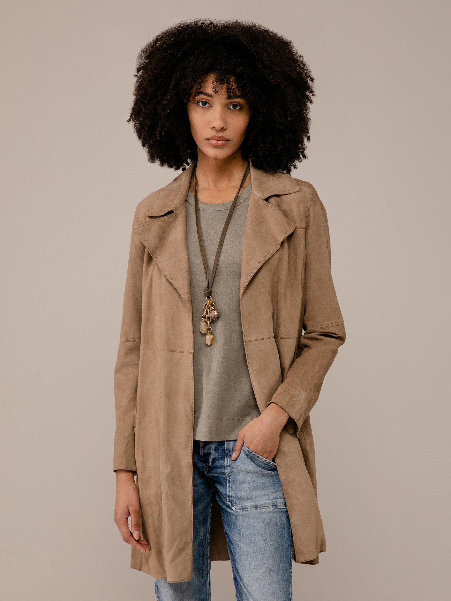 Detailansicht von Nappa-Ledermantel von OAKWOOD