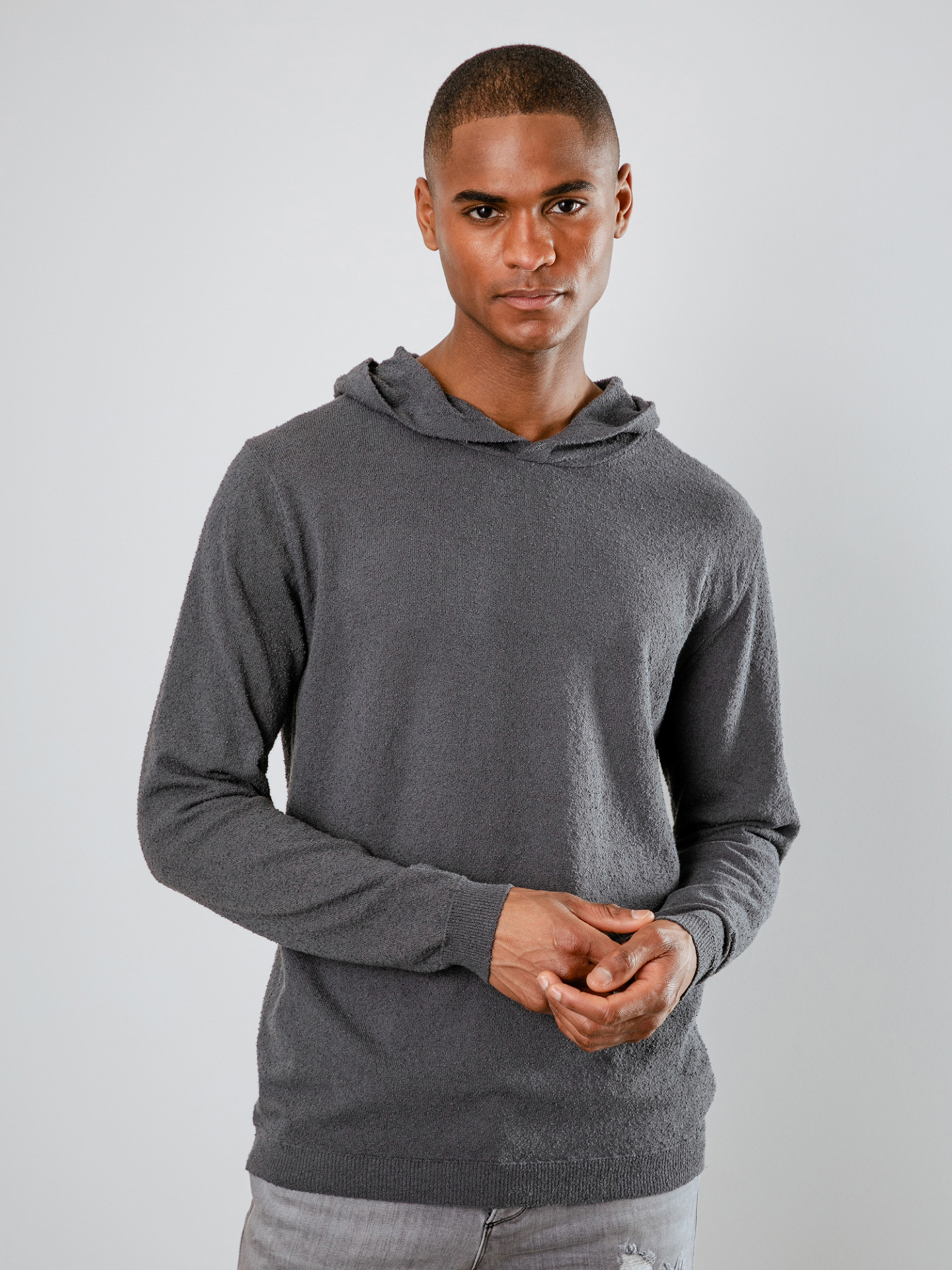 Detailansicht von Hoodie in Frotteeoptik von DANIELE FIESOLI