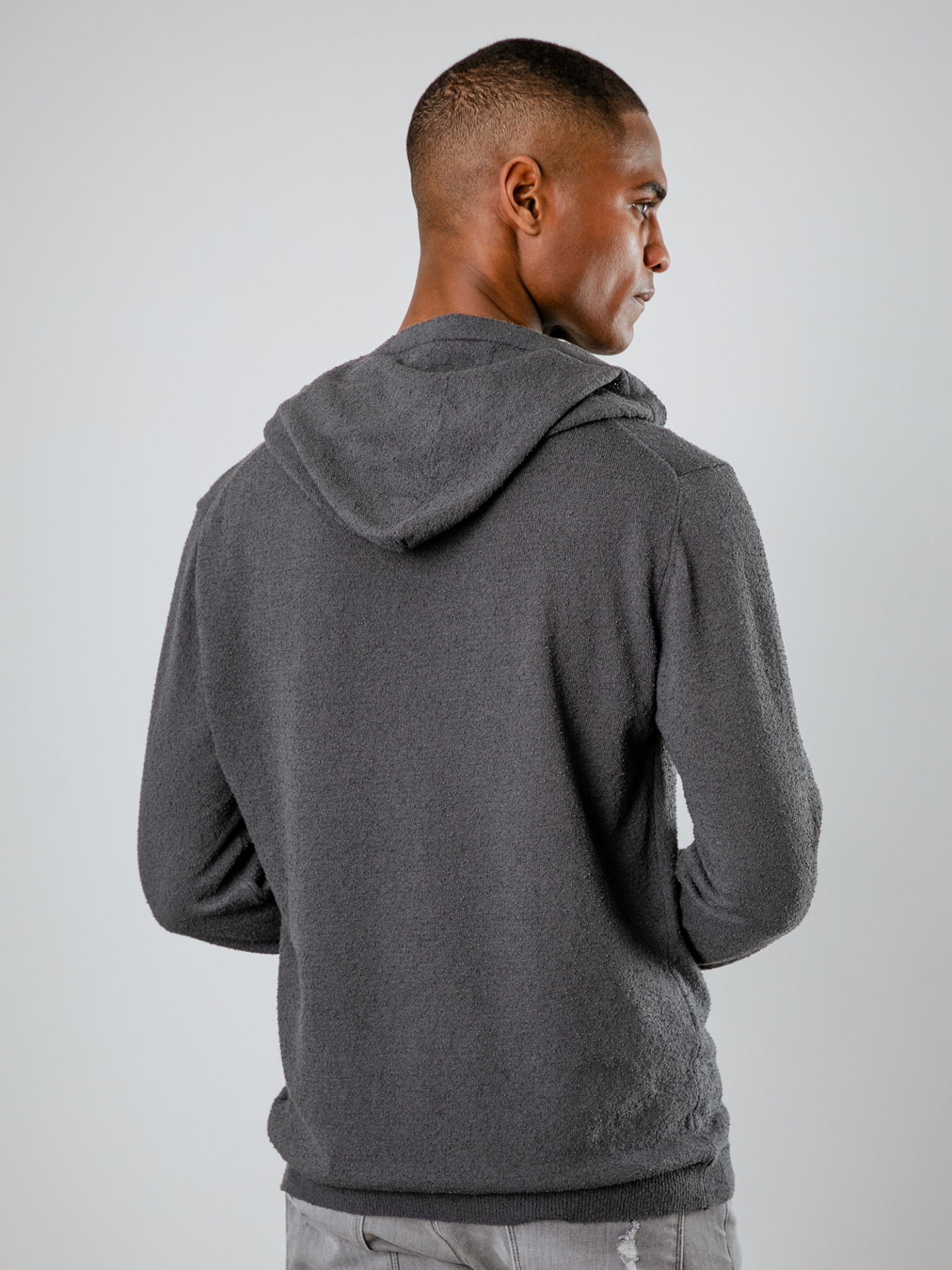 Detailansicht von Hoodie in Frotteeoptik von DANIELE FIESOLI