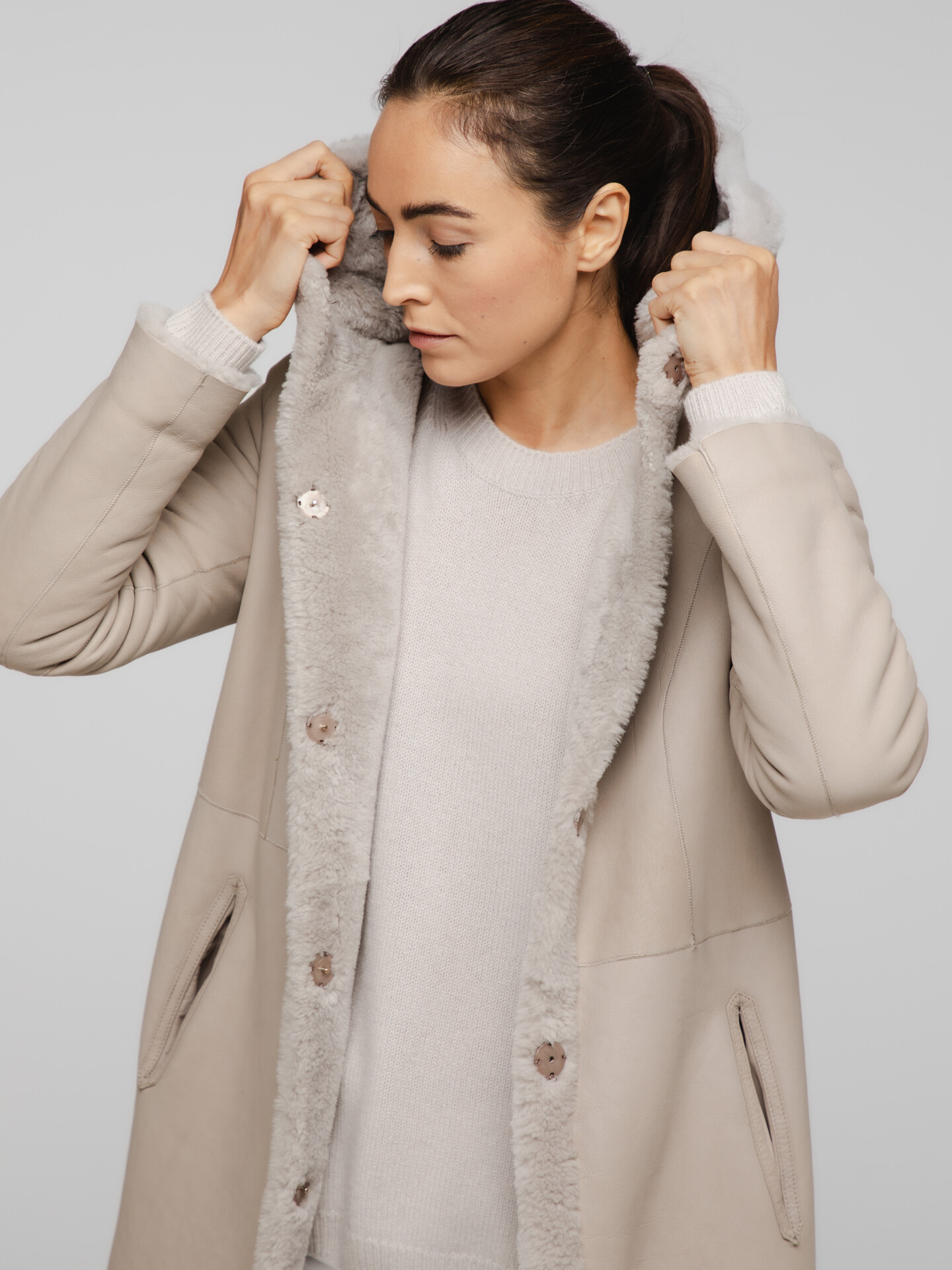 Detailansicht von Wendbarer Ledermantel von ARMA