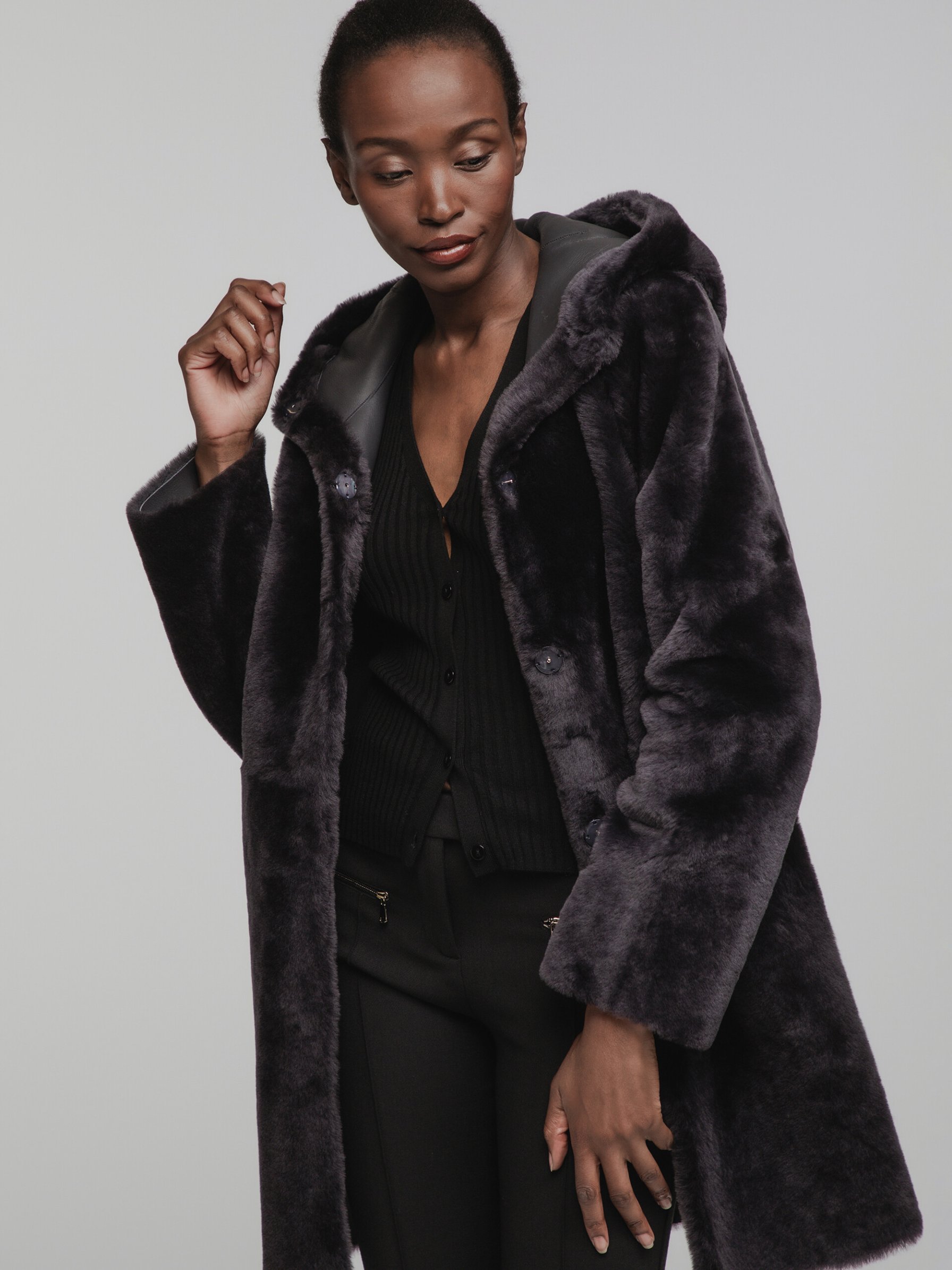 Detailansicht von Wendbarer Ledermantel von ARMA