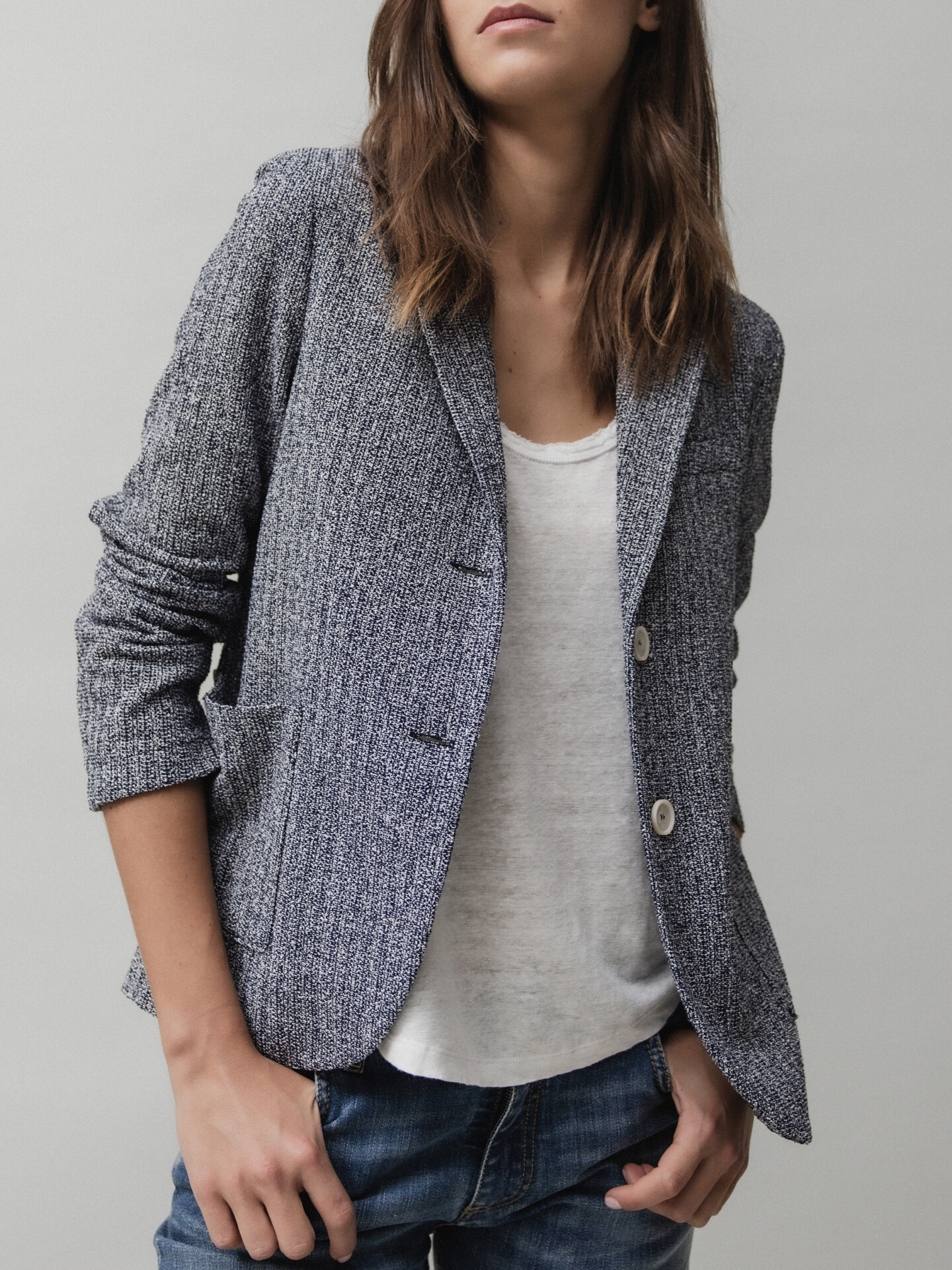 Detailansicht von Blazer aus Baumwolle von HARRIS WHARF LONDON