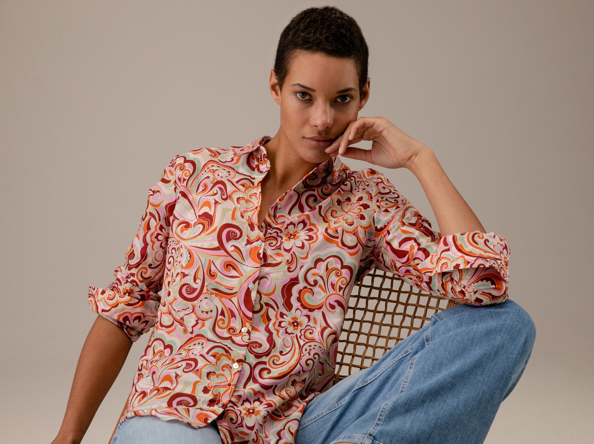 Detailansicht von Gemusterte Baumwollbluse von DANIELS