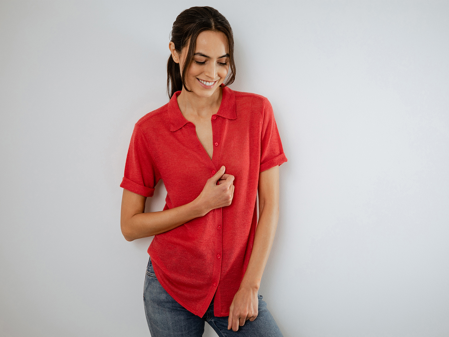 Detailansicht von Kurzarm-Pullover aus Cashmere von DANIELS